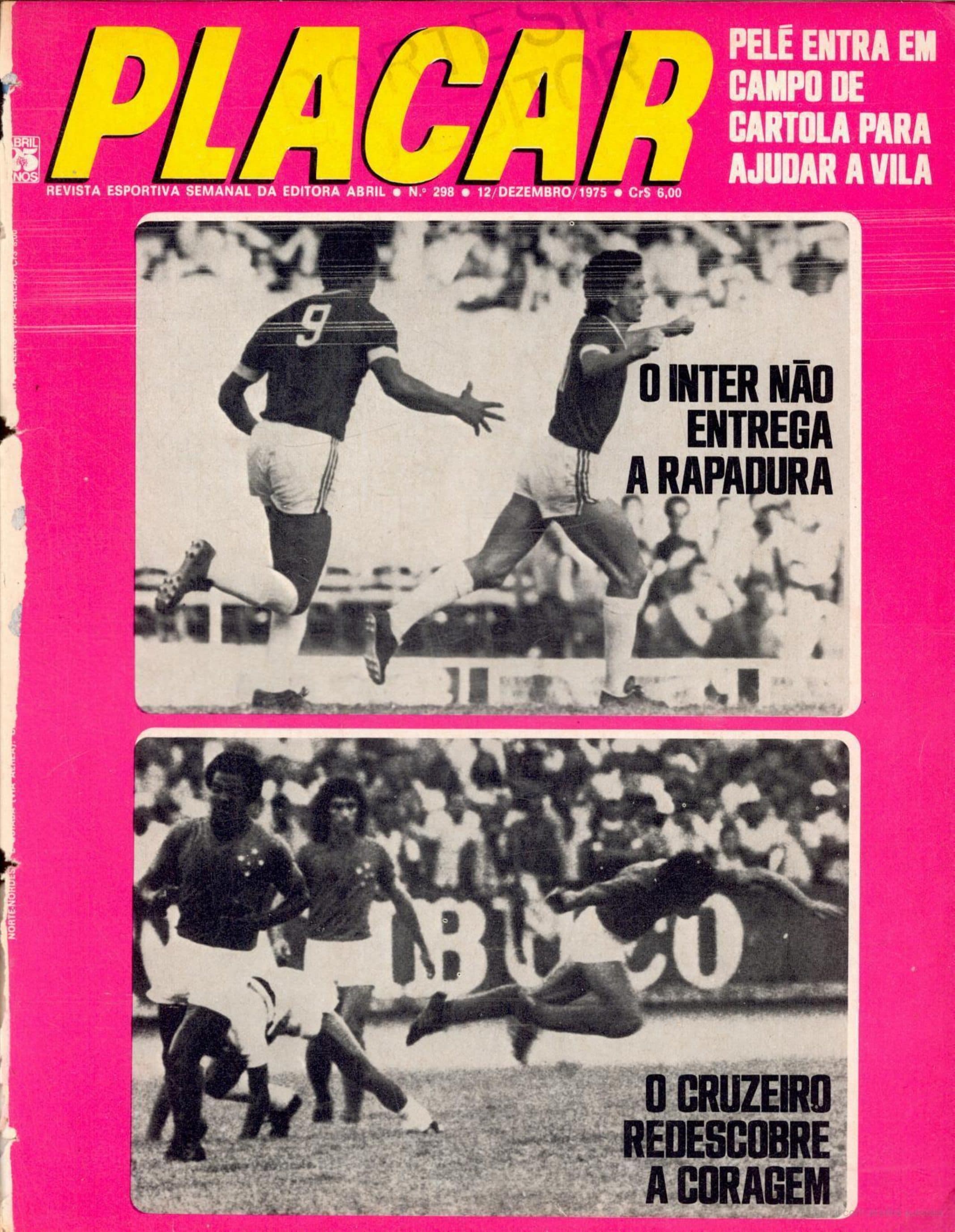 Capa da edição Pelé entra em campo de cartola para ajudar a Vila da revista PLACAR