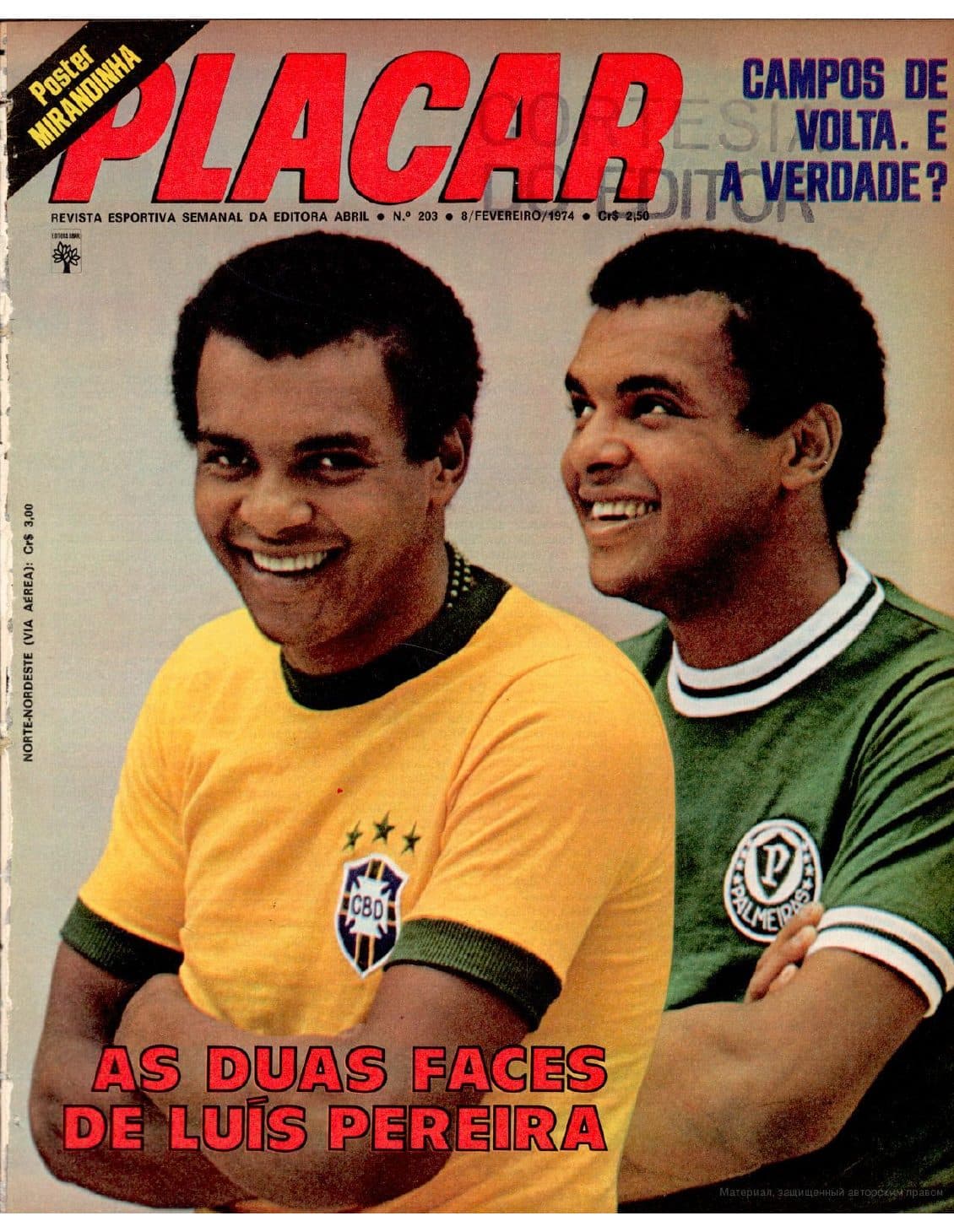 Capa da edição AS DUAS FACES DE LUÍS PEREIRA da revista PLACAR