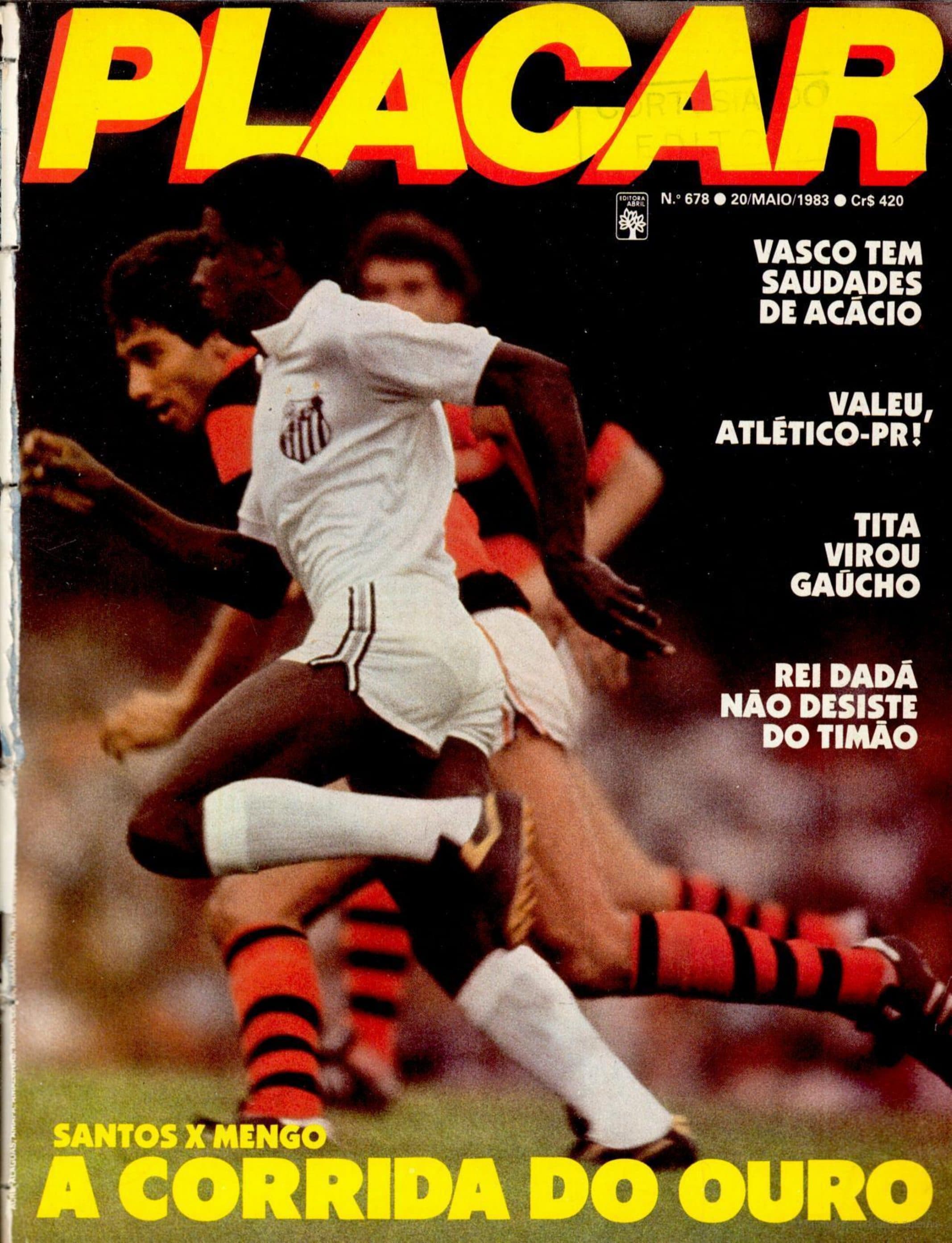 Capa da edição Santos x Mengo: A corrida do ouro da revista PLACAR