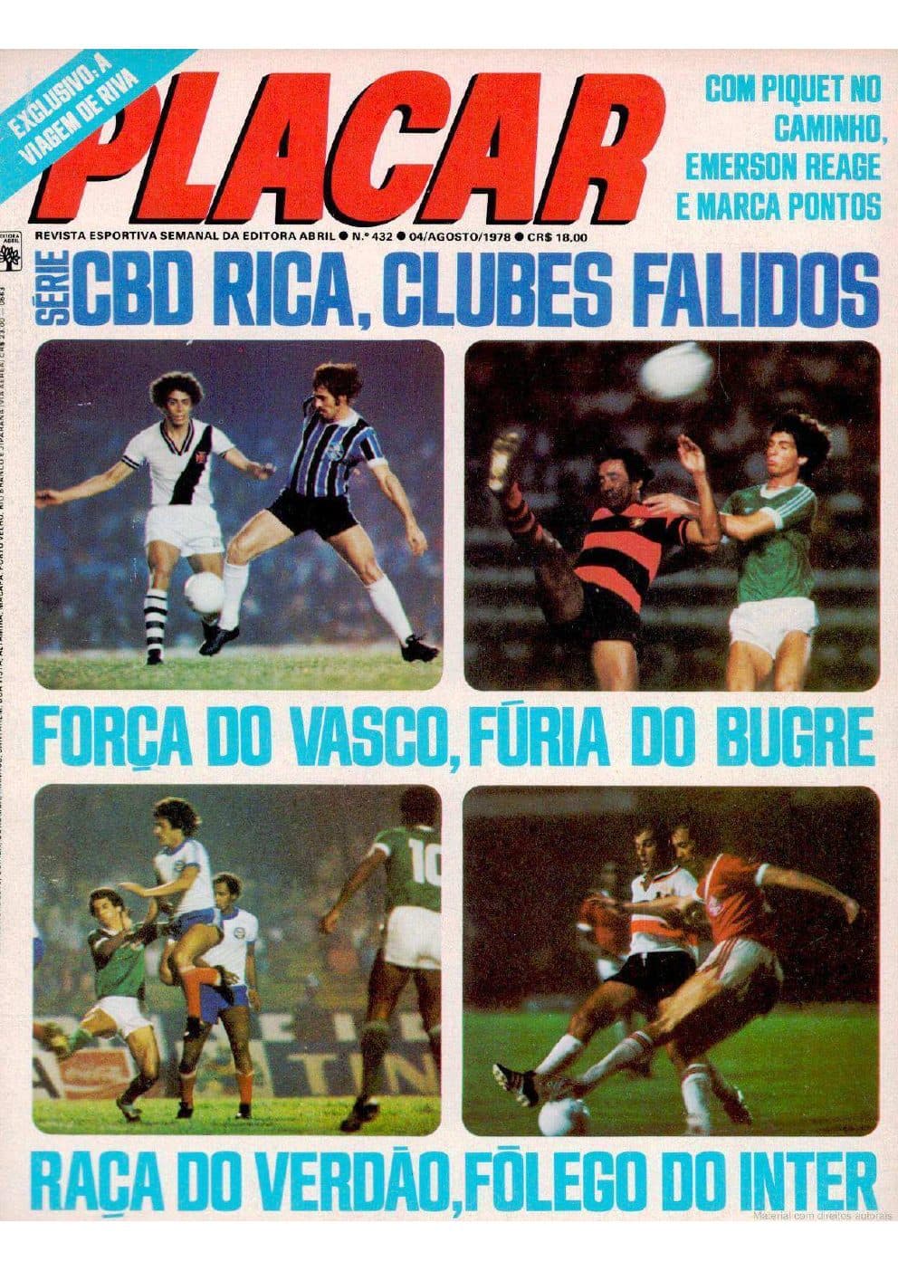 Capa da edição Série CBD Rica, Clubes Falidos da revista PLACAR