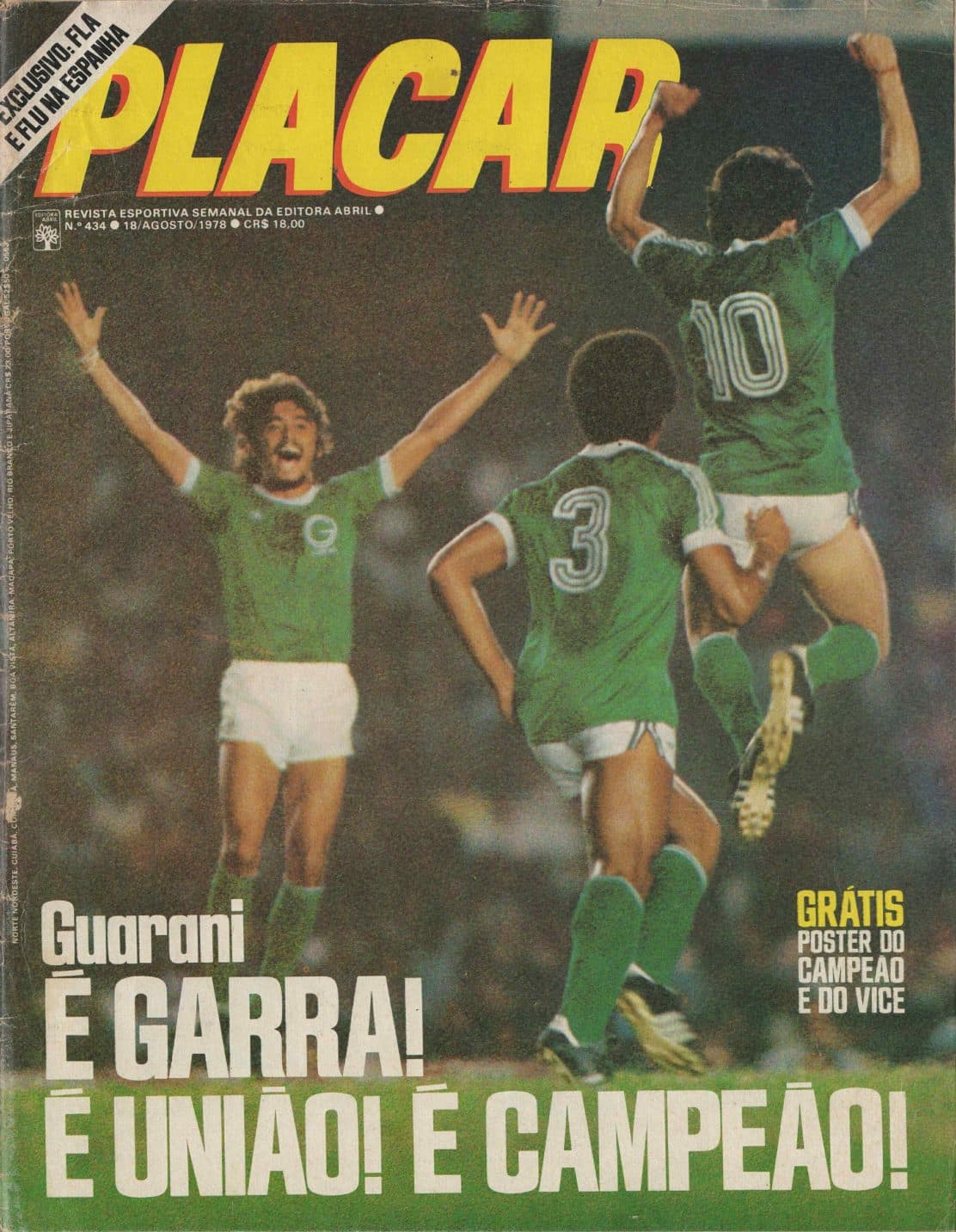 Capa da edição Guarani É GARRA! É UNIÃO! É CAMPEÃO! da revista PLACAR