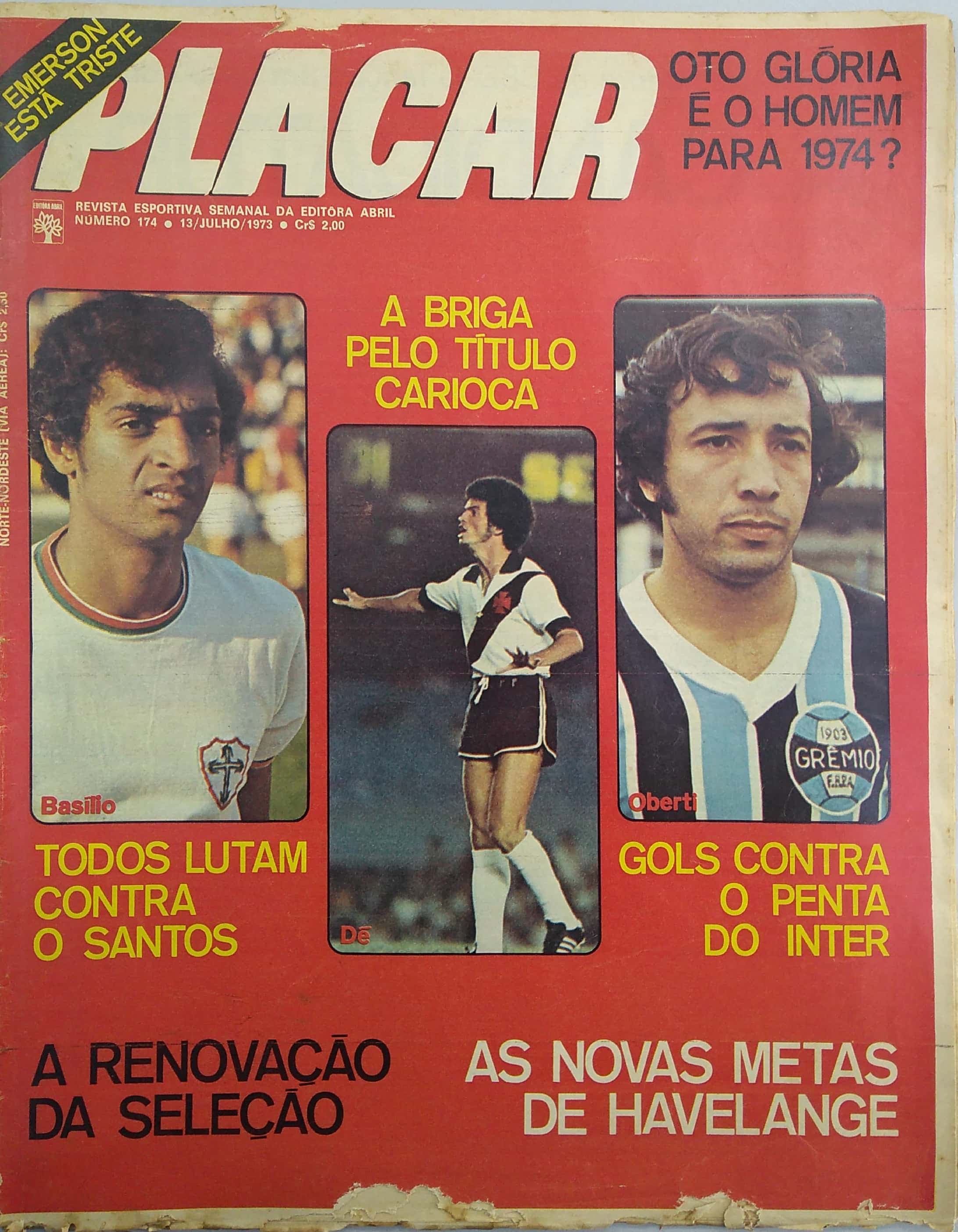 Capa da edição Oto Glória é o homem para 1974? da revista PLACAR