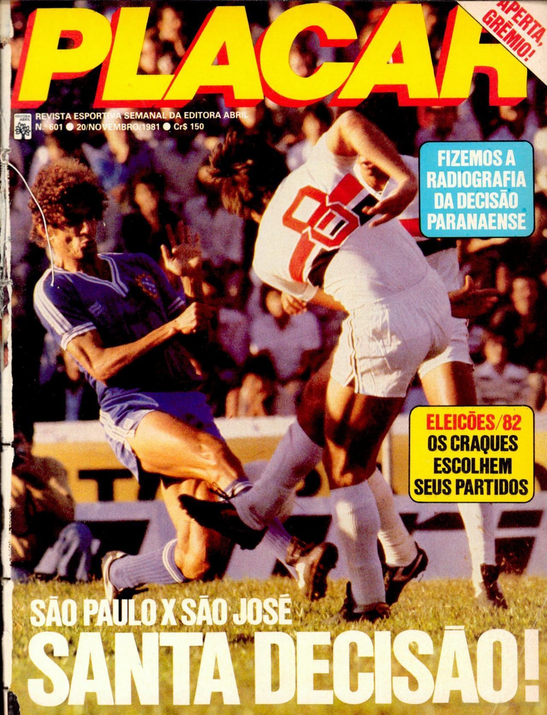 Capa da edição SÃO PAULO X SÃO JOSÉ SANTA DECISÃO! da revista PLACAR
