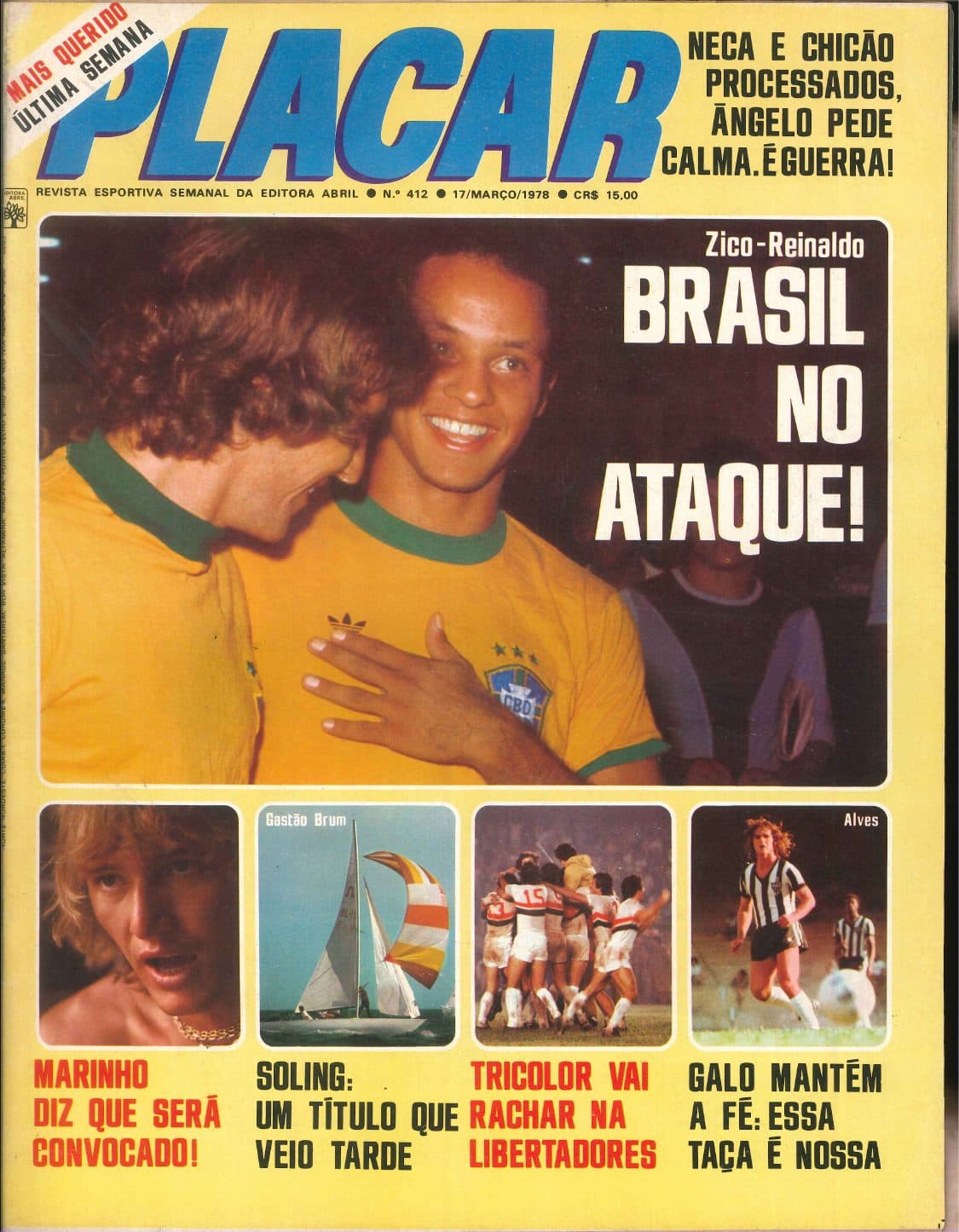 Capa da edição Zico-Reinaldo BRASIL NO ATAQUE! da revista PLACAR
