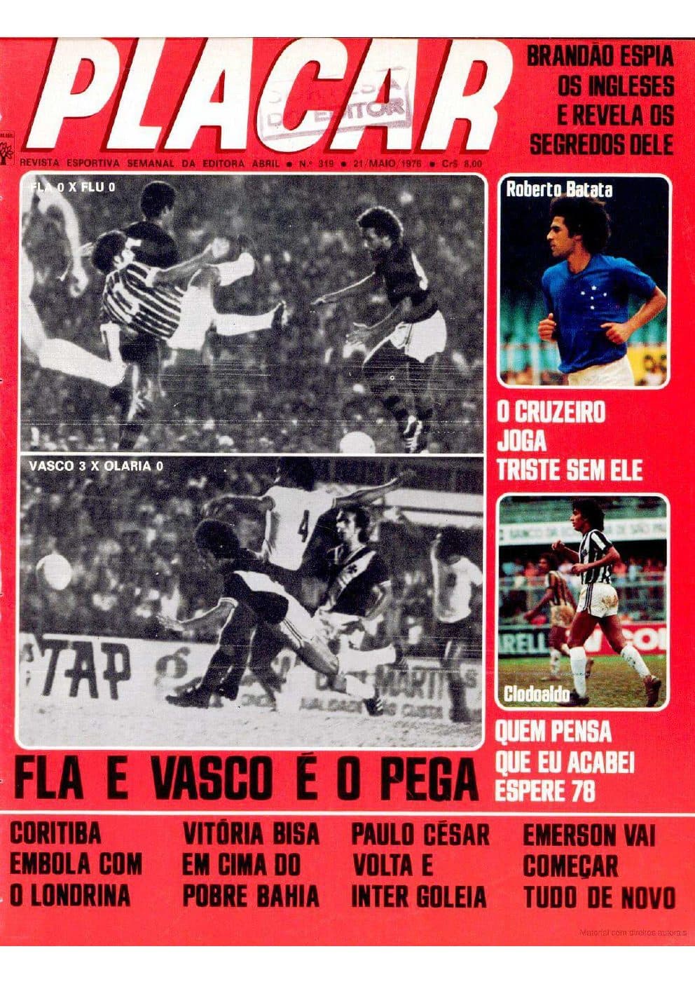 Capa da edição Fla e Vasco é o pega da revista PLACAR