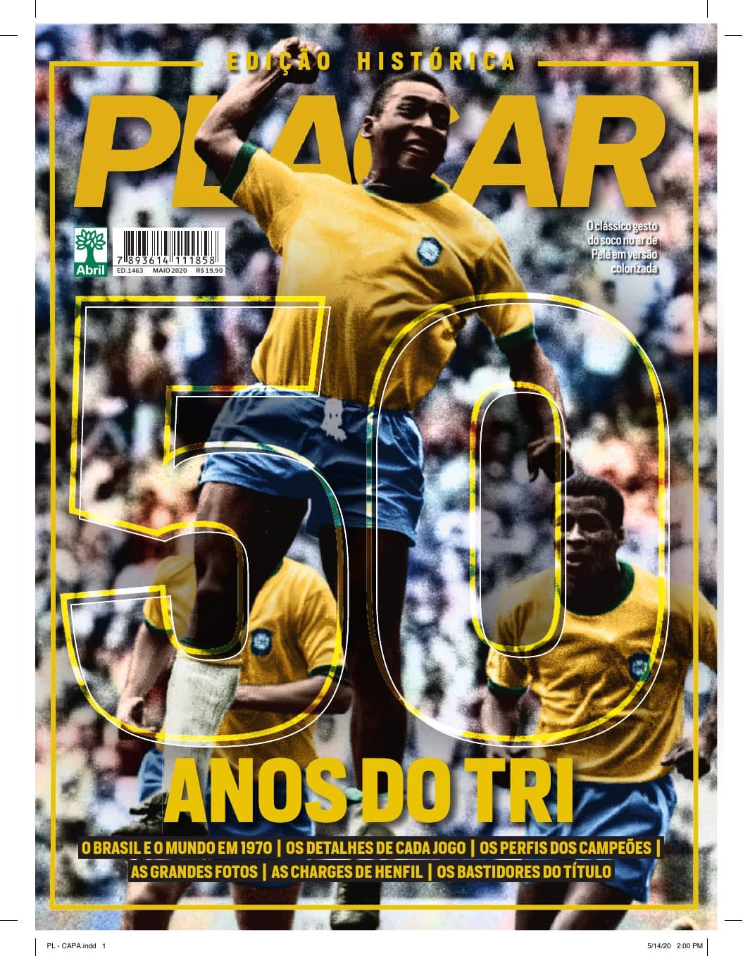 Capa da edição 50 Anos do Tri da revista PLACAR