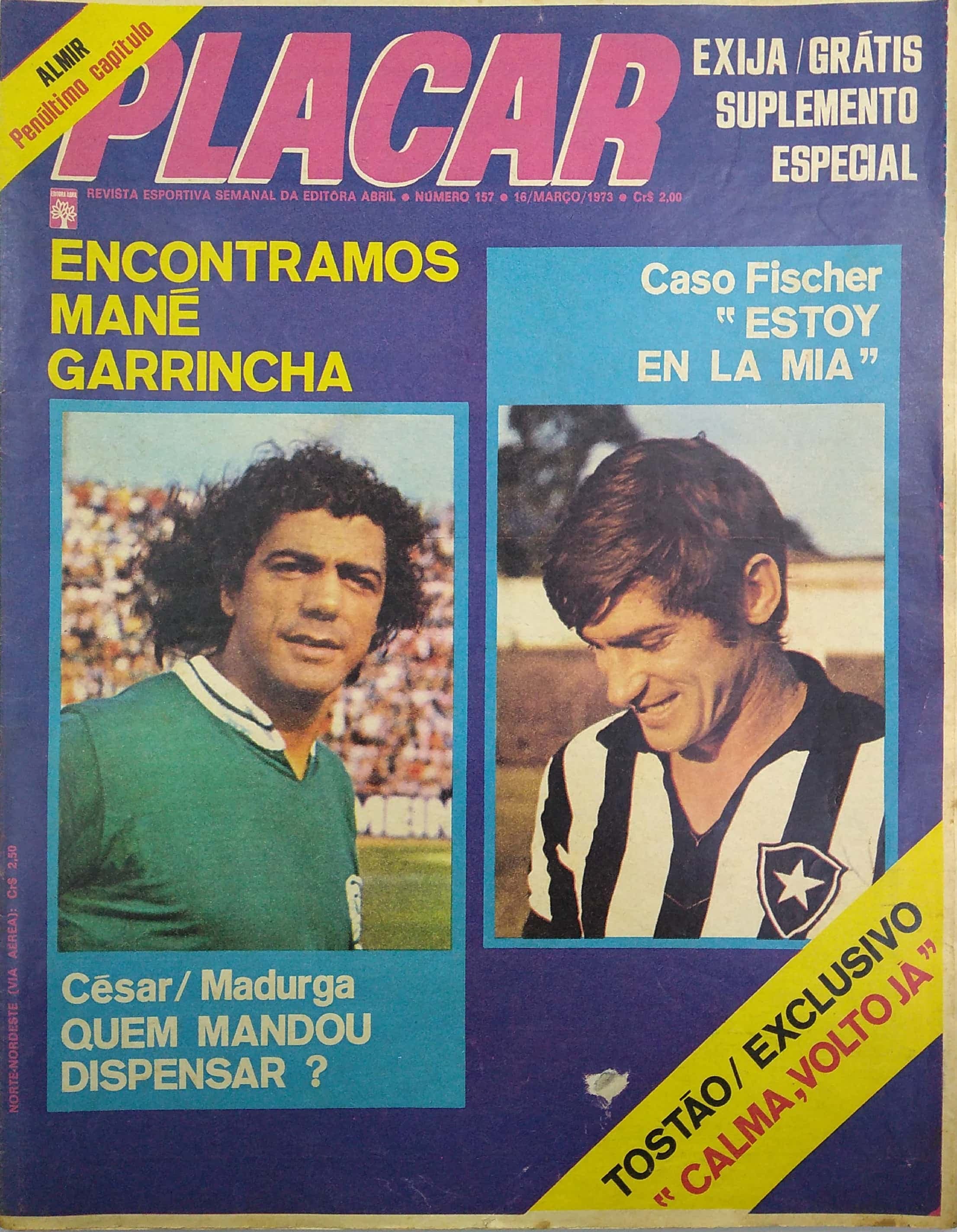 Capa da edição Encontramos Mané Garrincha da revista PLACAR