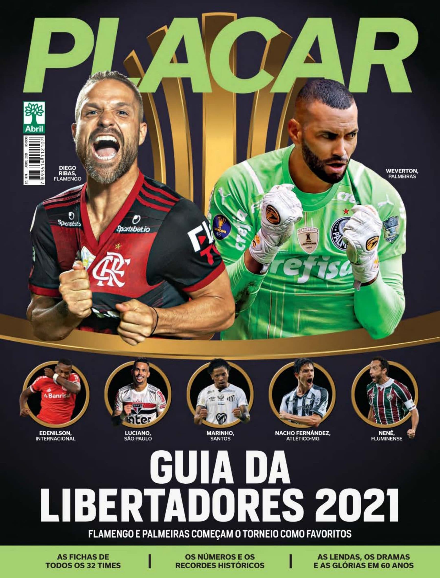 Capa da edição Guia da Libertadores 2021 da revista PLACAR