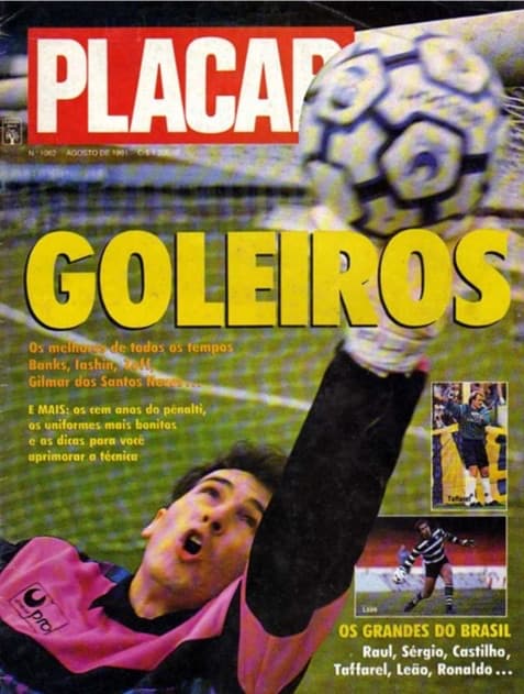 Capa da PLACAR em edição especial sobre goleiros, dos anos 1990.