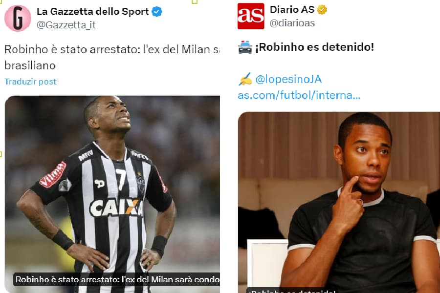 Prisão de Robinho é destaque nos principais jornais do mundo
