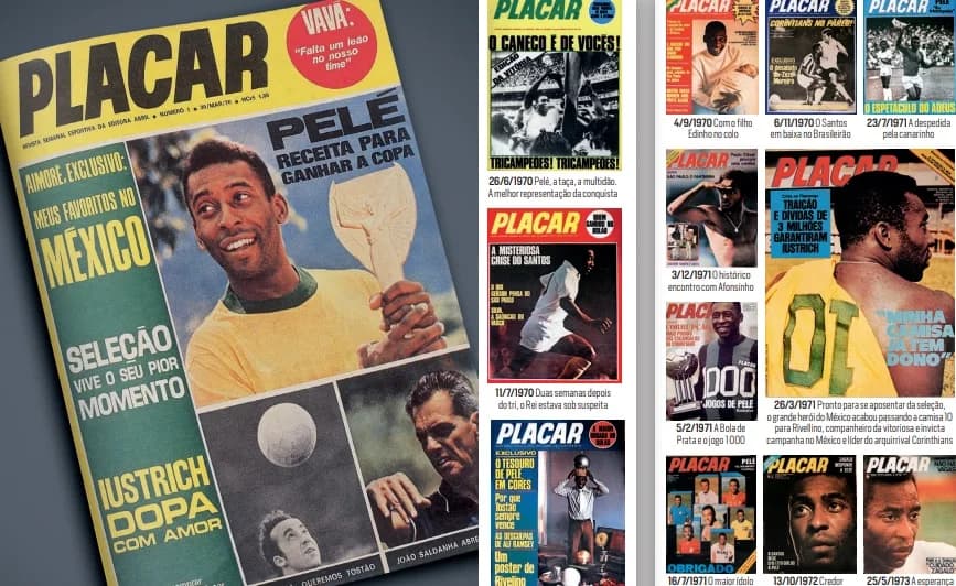 O Rei Pelé em capas históricas da PLACAR