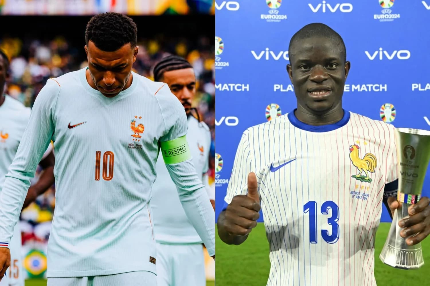 Mbappé e Kanté protagonizam cena viral após derrota da França para Costa do Marfim