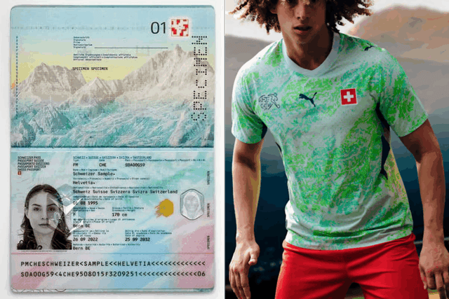 Uniforme de visitante da Suíça é inspirado em passaporte do país alpino