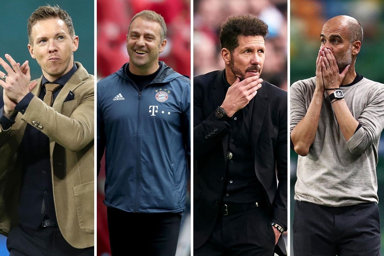 Nagelsmann, Flick, Simeone e Guardiola: técnicos da nova geração superaram os “medalhões” na atual edição da Champions