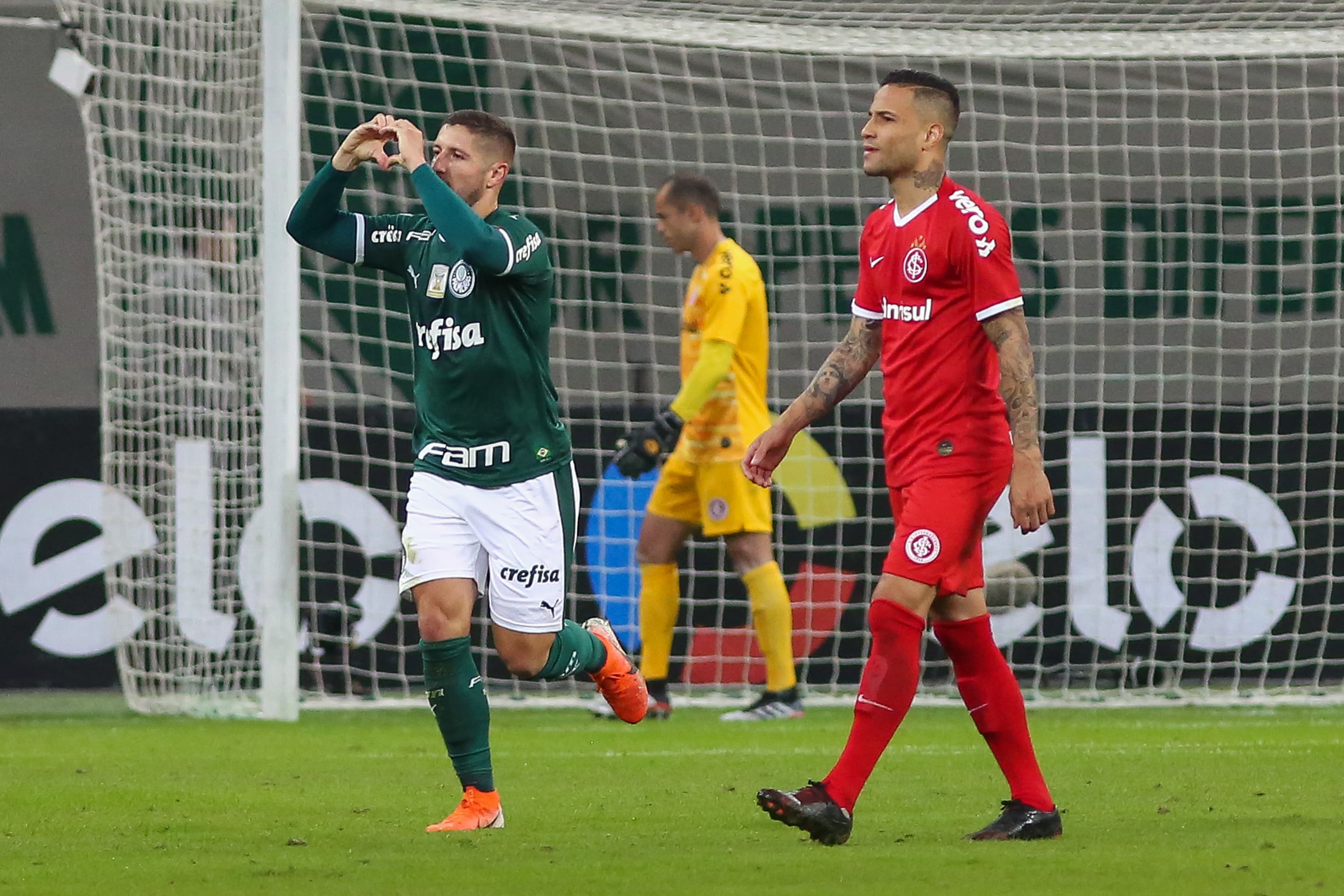 Zé Rafael comemora seu gol durante a partida entre Palmeiras x Internacional, realizada no Allianz Parque, válida pelas quartas de final da Copa do Brasil 2019