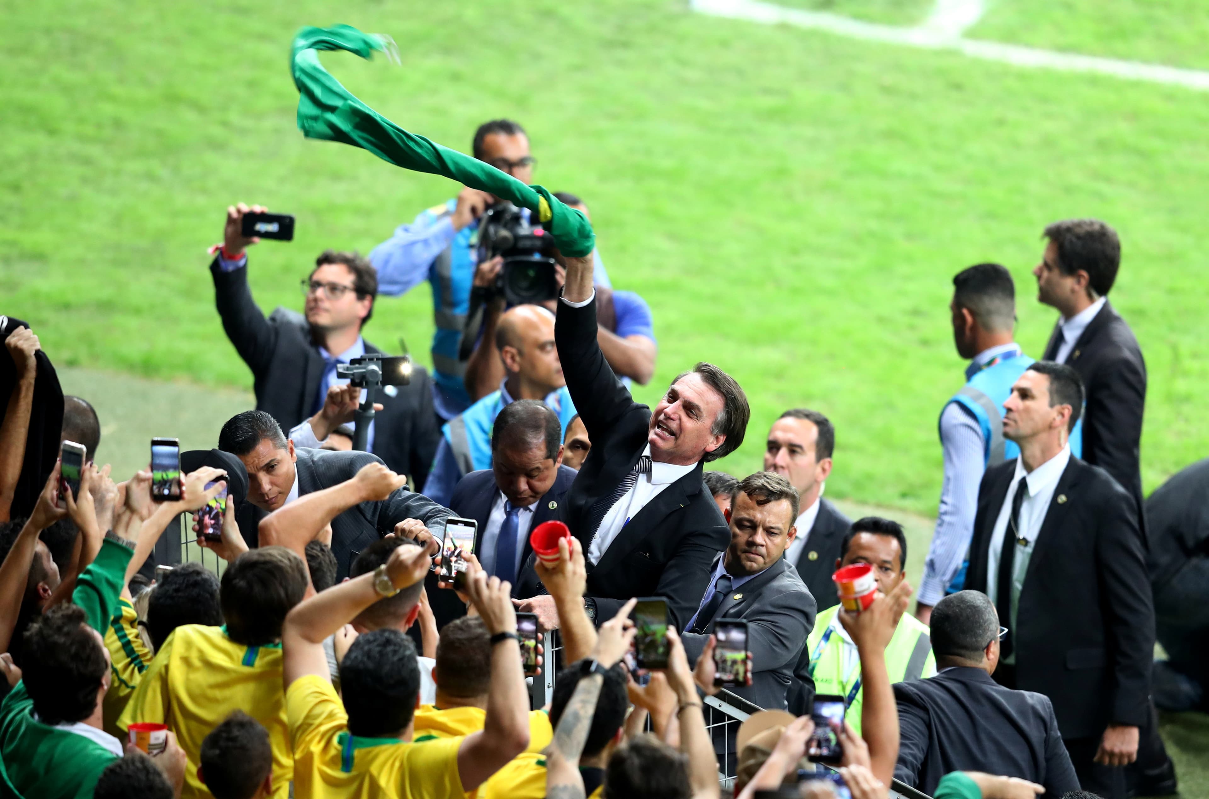 Jair Bolsonaro no estádio do Mineirão antes de Brasil x Argentina pela Copa América