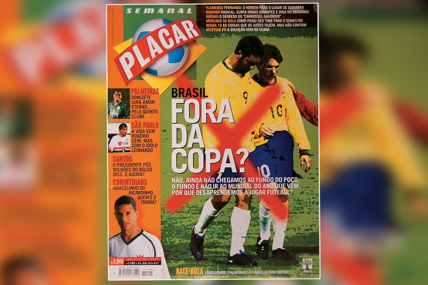 Capa da revista Placar, edição 1190, de 31 de Julho de 2001 -