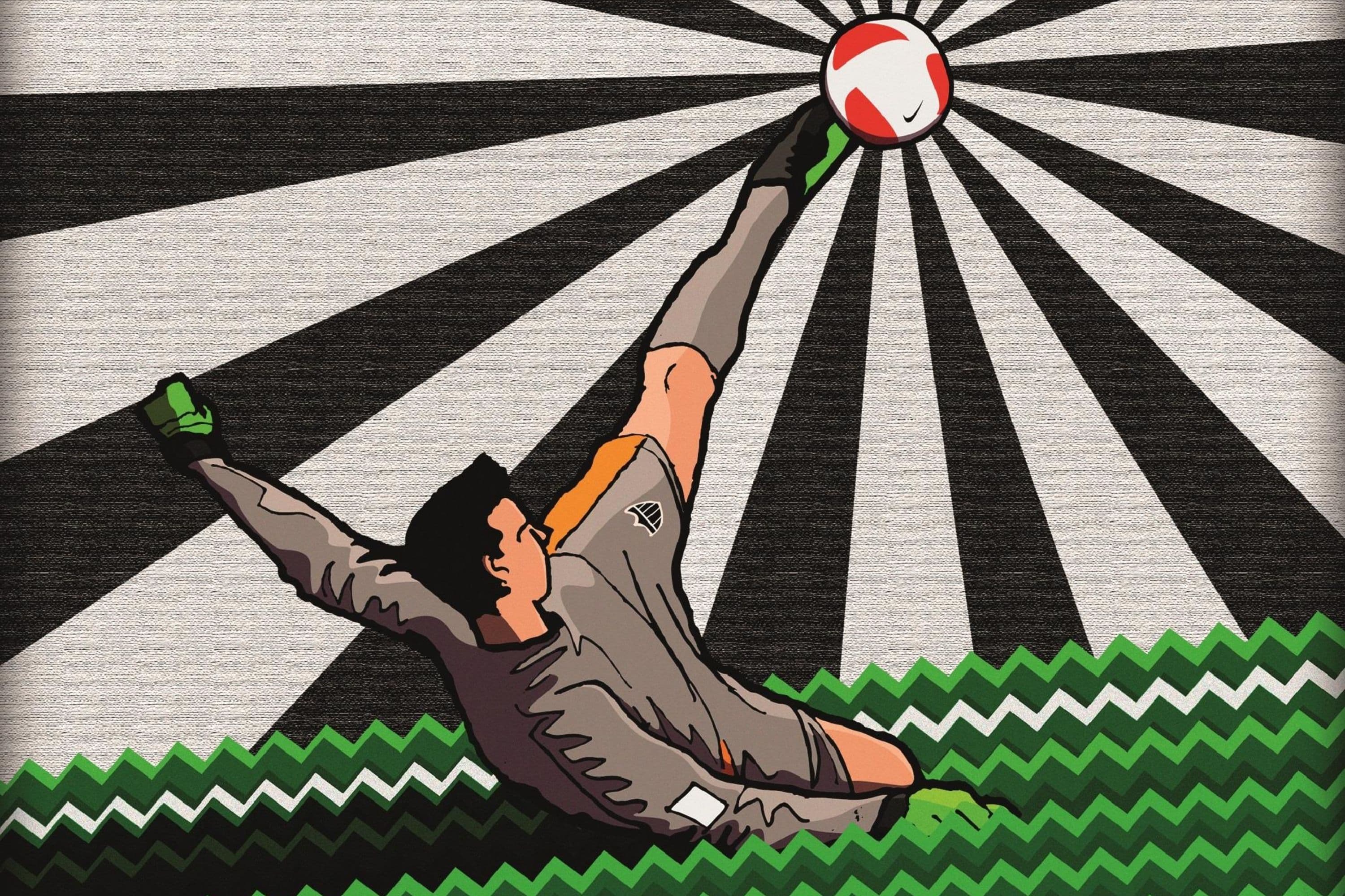 O momento épico de Victor eternizado em ilustração na edição de julho de PLACAR