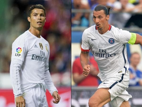 Cristiano Ronaldo e Ibrahimovic, craques do Real Madrid e do PSG, respectivamente