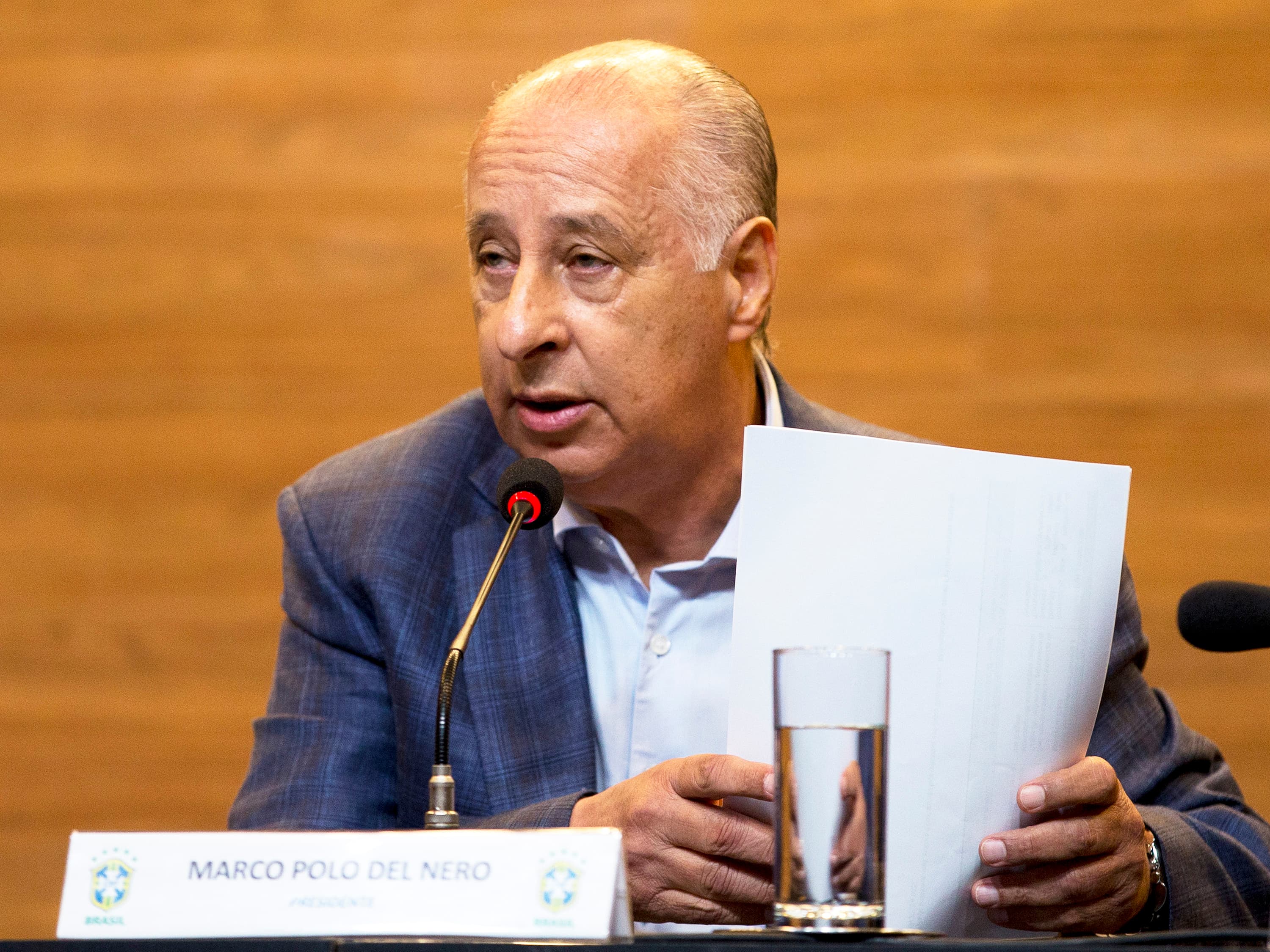O presidente da CBF Marco Polo Del Nero, durante coletiva de imprensa do Rio de Janeiro