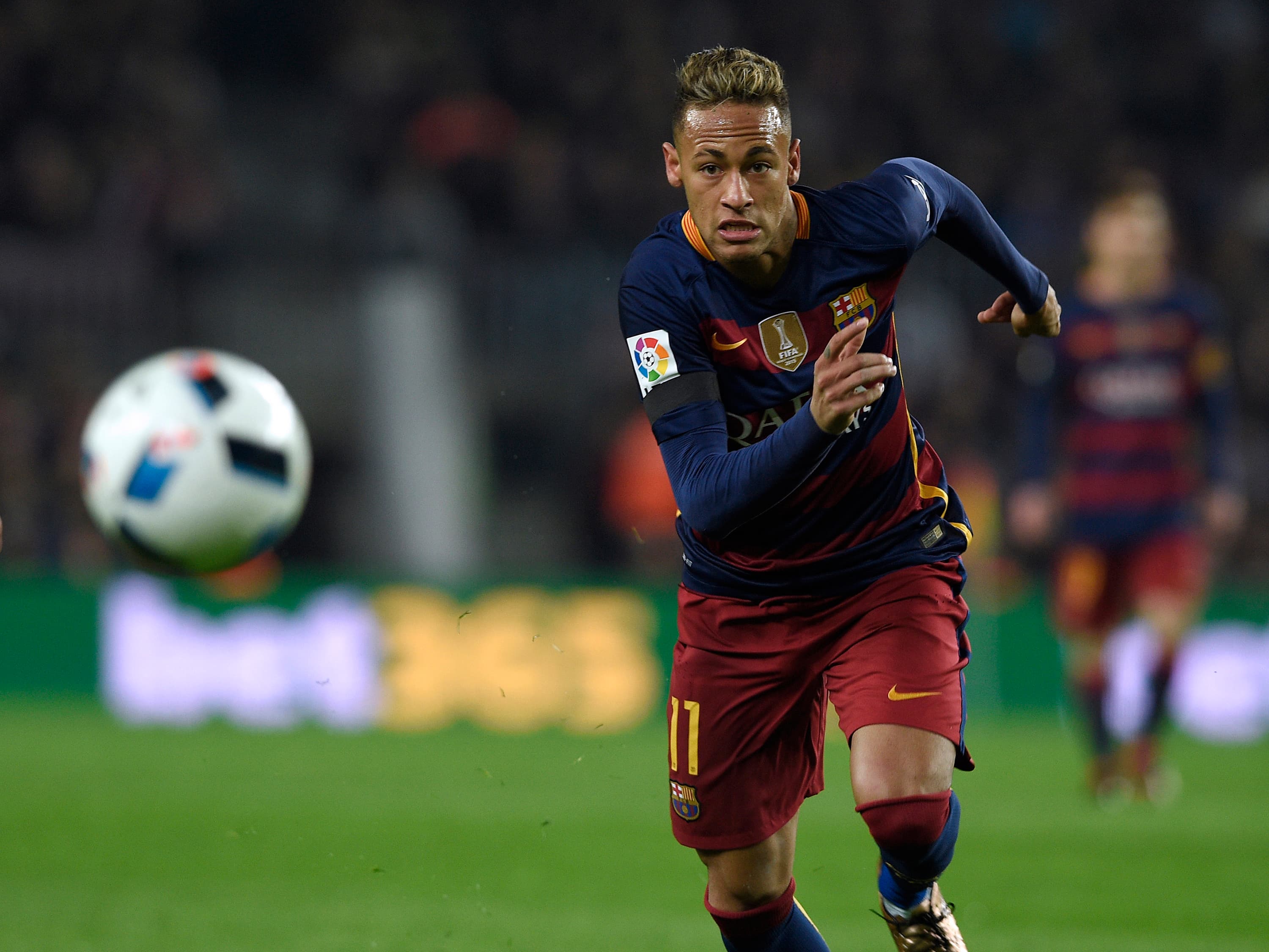 O atacante Neymar do Barcelona durante partida contra o Athletic Bilbao válida pela Copa do Rei da Espanha - 27/01/2016