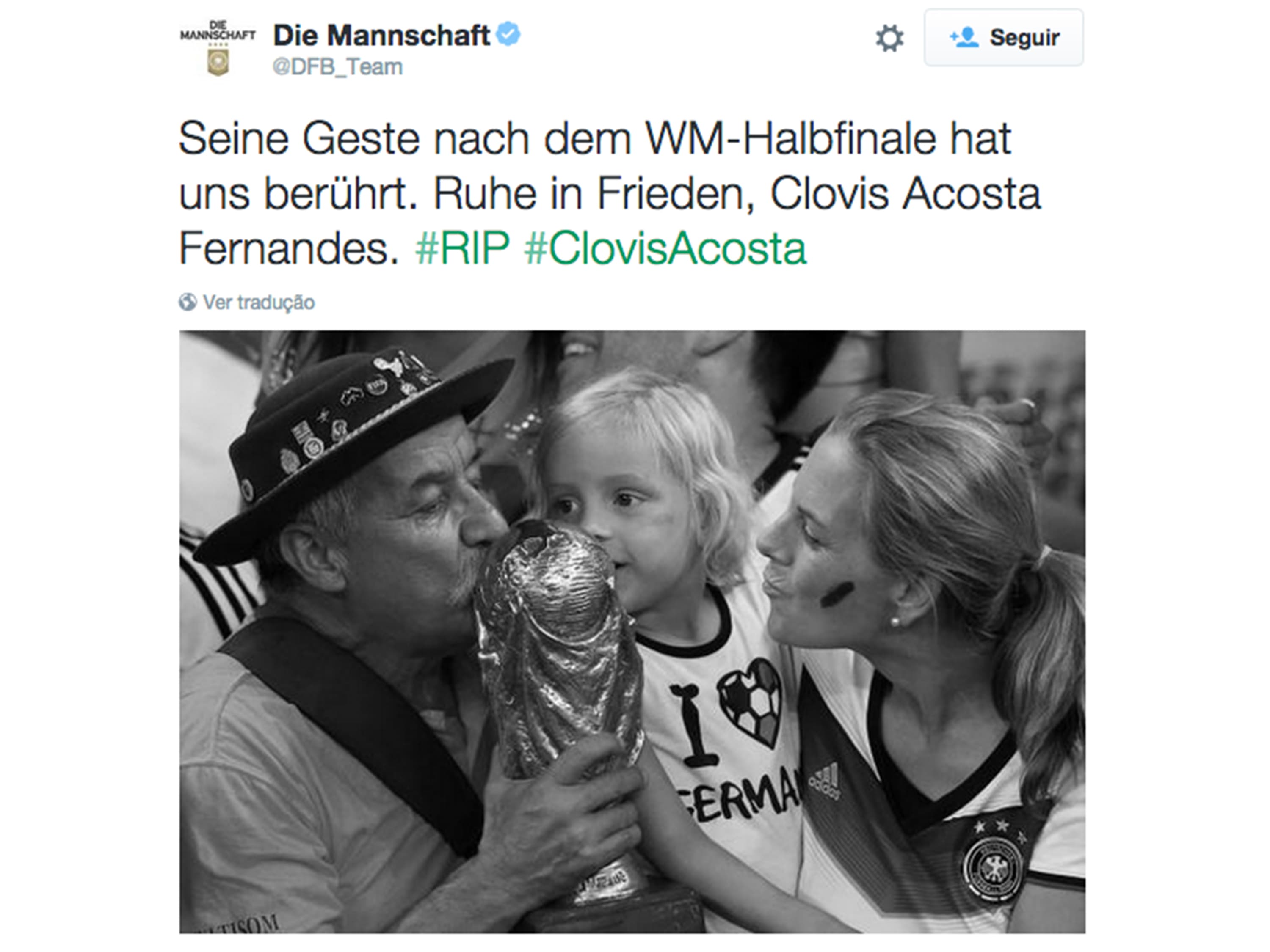 Mensagem da seleção alemã na rede social