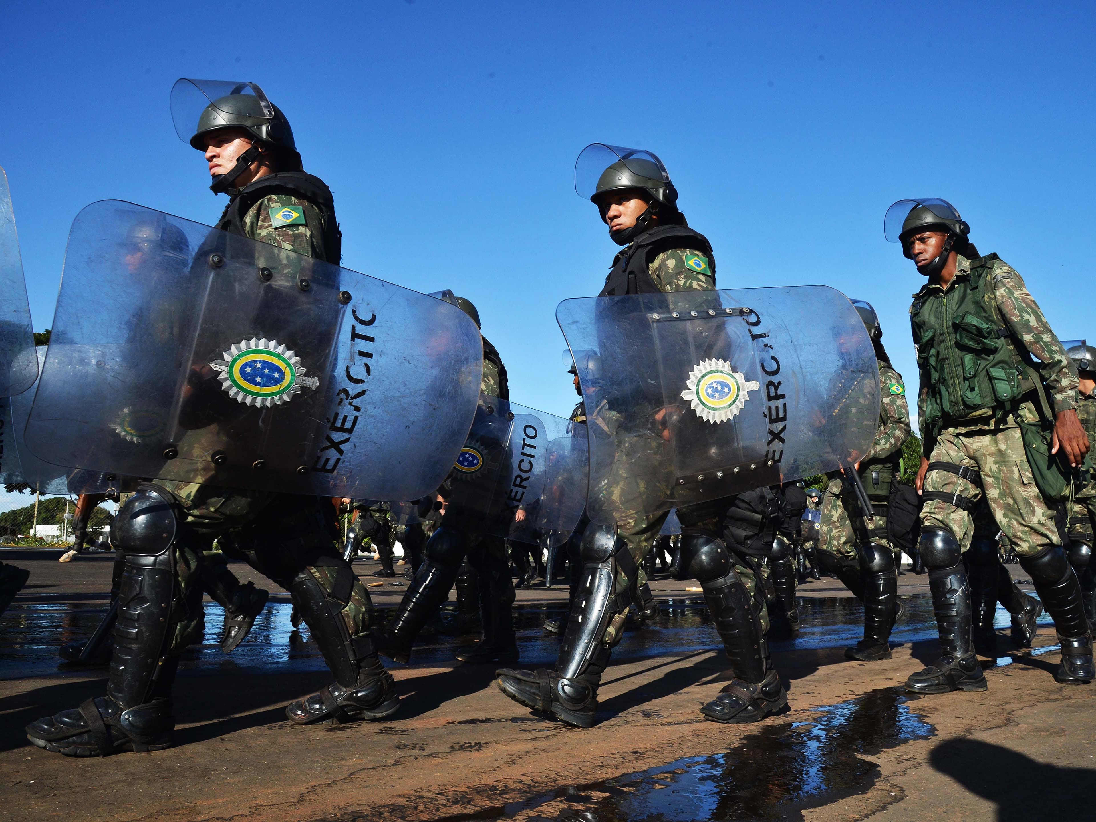Em 2013, o Exército fez treinamento em Brasília, para a Copa das Confederações