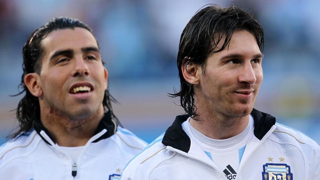 Tevez e Messi juntos, antes da derrota argentina para a Alemanha na Copa de 2010