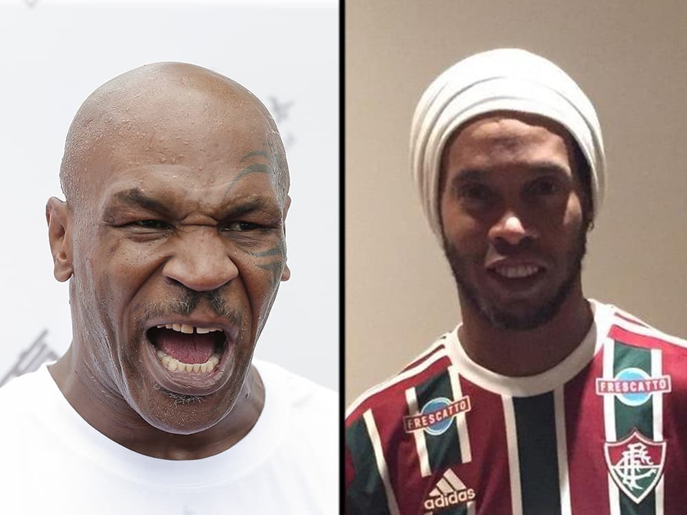 O ex-pugilista Mike Tyson e o jogador Ronaldinho Gaúcho