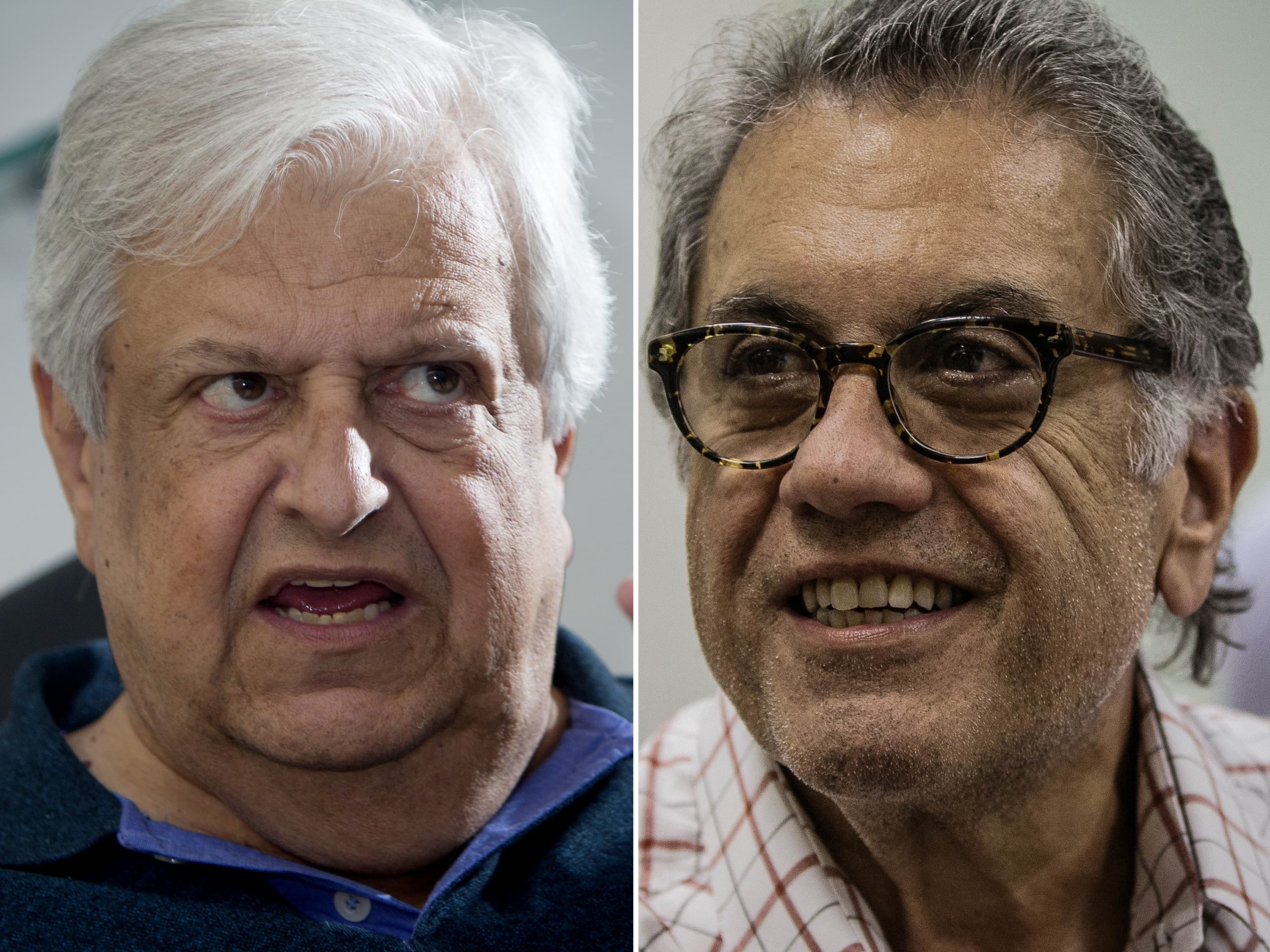 Os presidentes do Santos, Modesto Roma Júnior, e do São Paulo, Carlos Miguel Aidar