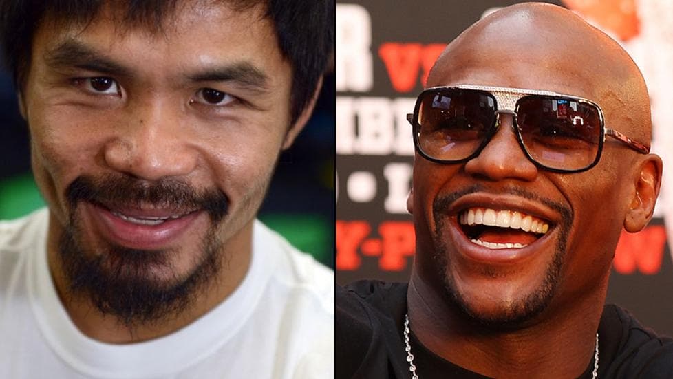Pacquiao (à esq.) e Mayweather, poucas lutas e muito dinheiro