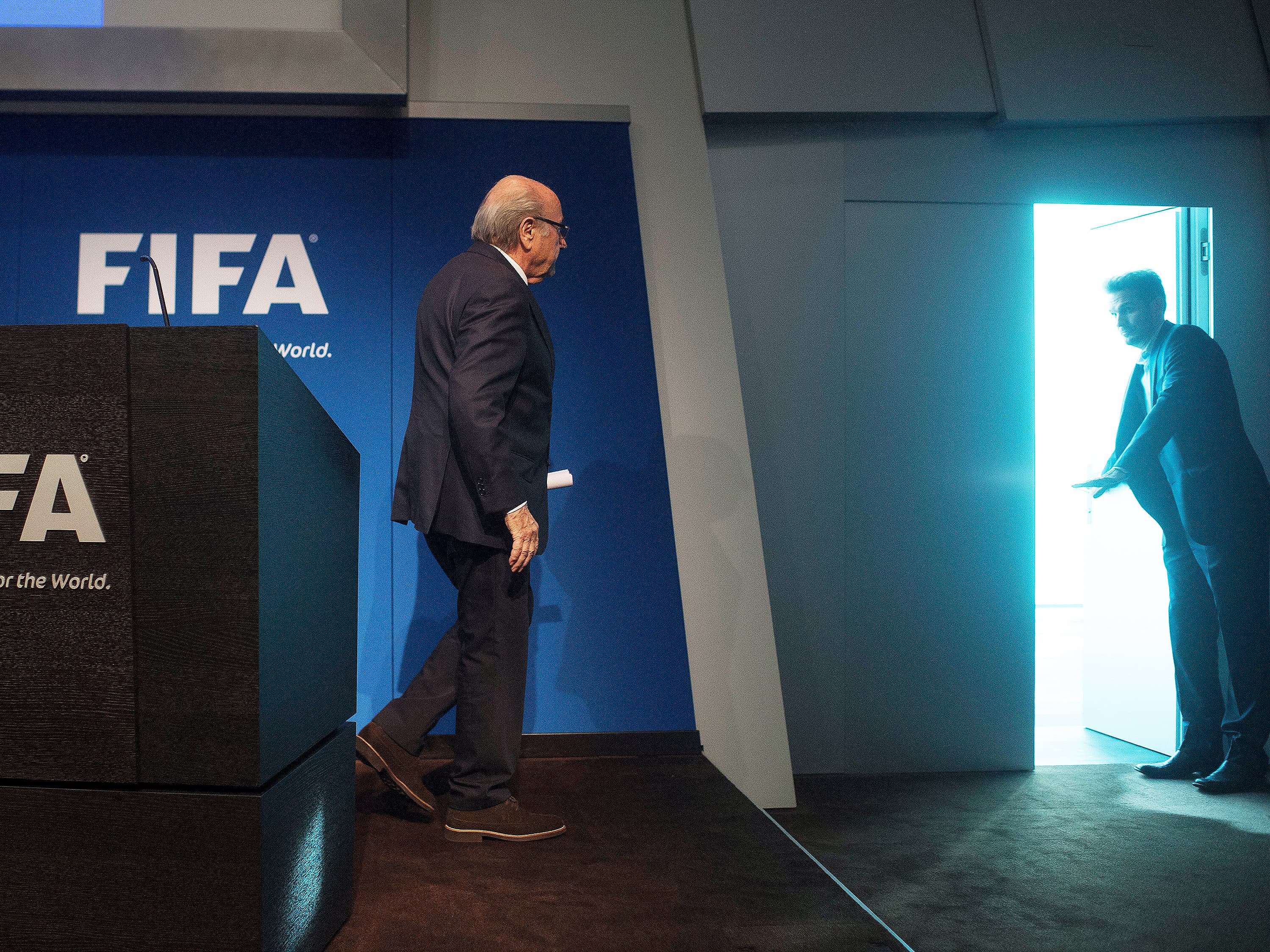 Sepp Blatter, presidente da FIFA, durante coletiva de imprensa em sua sede em Zurique, na Suíça