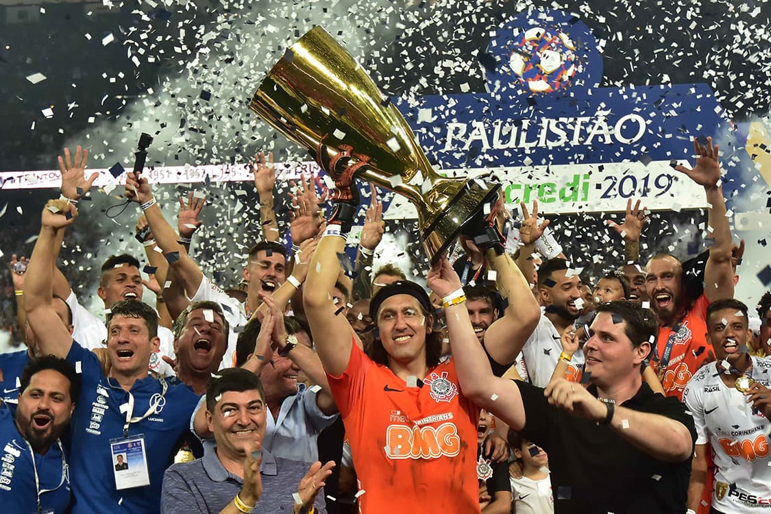 Sao Paulo (SP), 21/04/2019 – Corinthians x Sao Paulo – Jogadores do Corinthians comemoram a conquista do Campeonato Paulista – Partida entre Corinthians x Sao Paulo, valido pela partida de volta da final do Campeonato Paulista, realizado na Arena Itaquera, zona leste de Sao Paulo, na tarde deste domingo, 21. (Foto: /Folhapress)