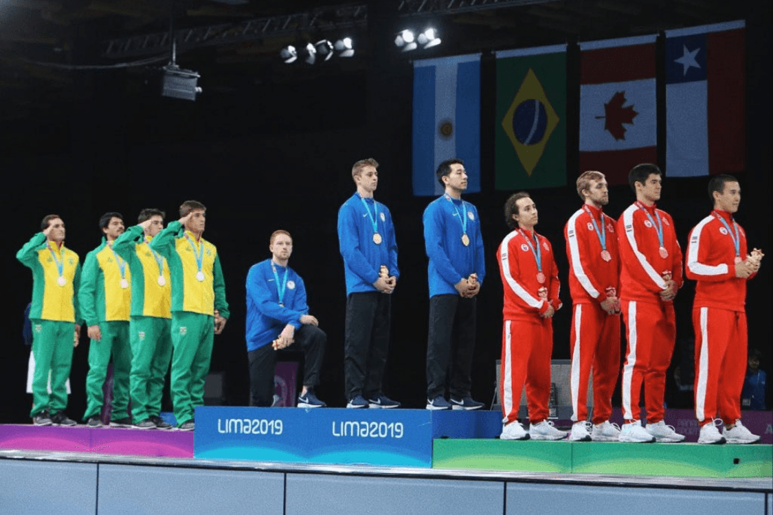 O protesto silencioso do esgrimista americano Race Imboden nos Jogos Pan-Americanos de Lima (09/08/2019)