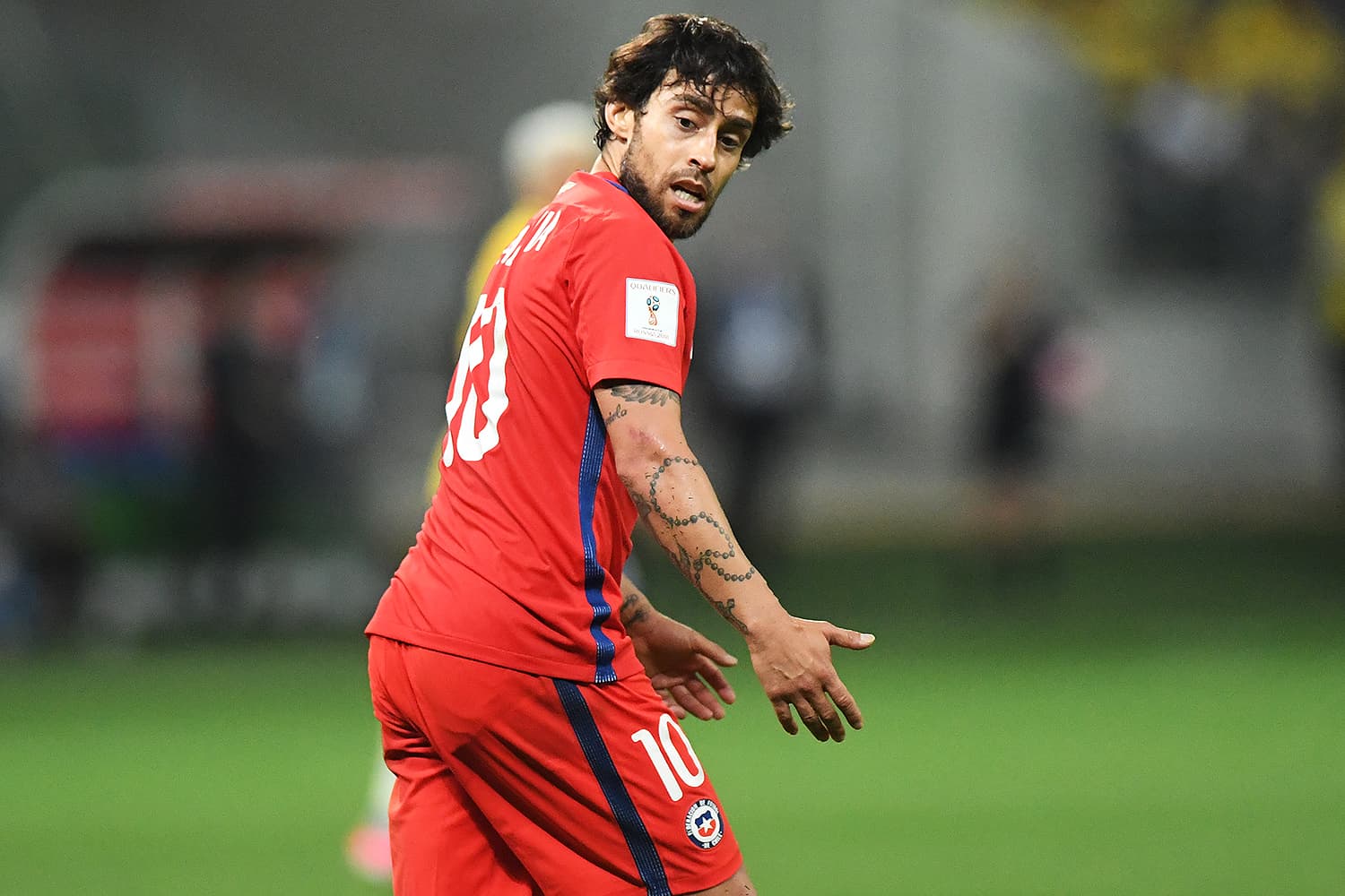 Valdivia do Chile durante partida contra o Brasil, válida pela última rodada da Eliminatórias da Copa do Mundo Russia 2018, realizada no Allianz Parque no bairro da barra funda, zona oeste da capital – 10/10/2017