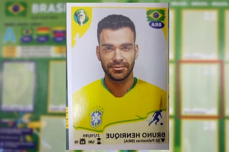 Figurinha do Bruno Henrique no álbum da Copa América