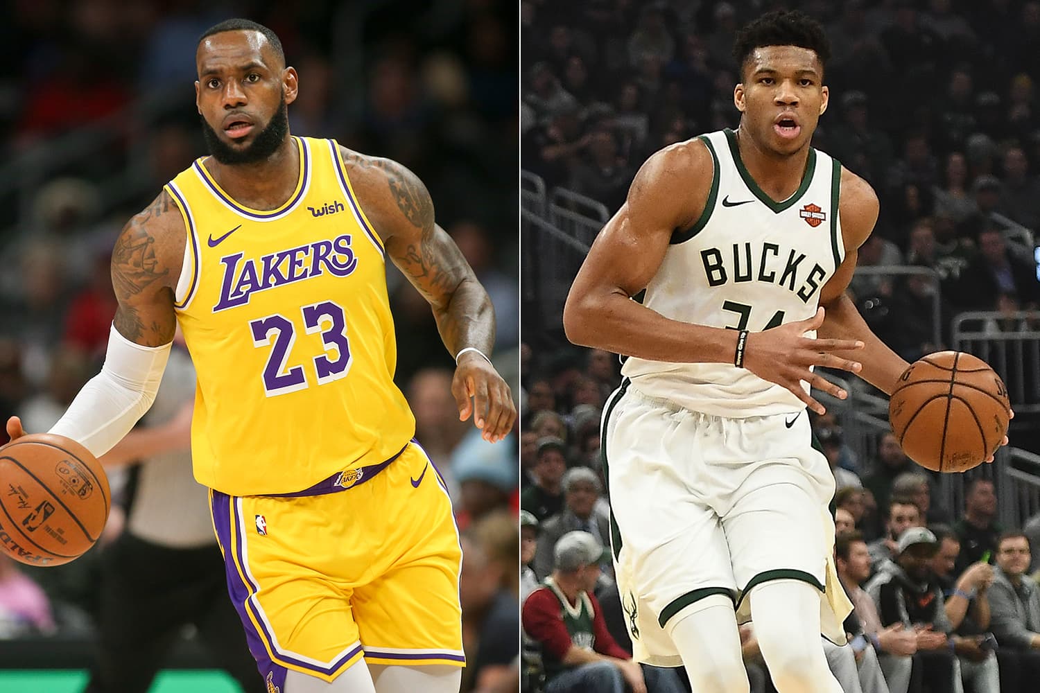 LeBron James, dos Lakers e o Giannis Antetokounmpo, do Milwaukee Bucks são as estrelas da festa