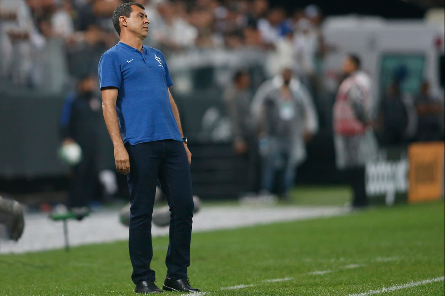 Fábio Carille, técnico do Corinthians, reage durante a partida contra o Avenida – 20/02/2019