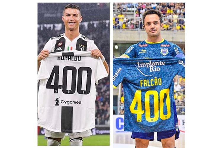 Falcão publica foto em seu Instagram comemorando seu recorde de gols pela seleção brasileira, e o de Cristiano Ronaldo pela Juventus