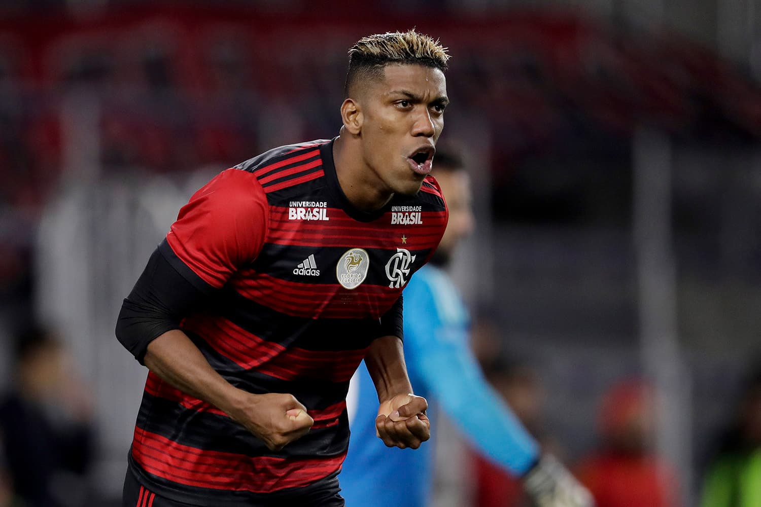 Berrio, do Flamengo, comemora durante a partida contra o Ajax no Orlando City Stadium – 10/01/2019