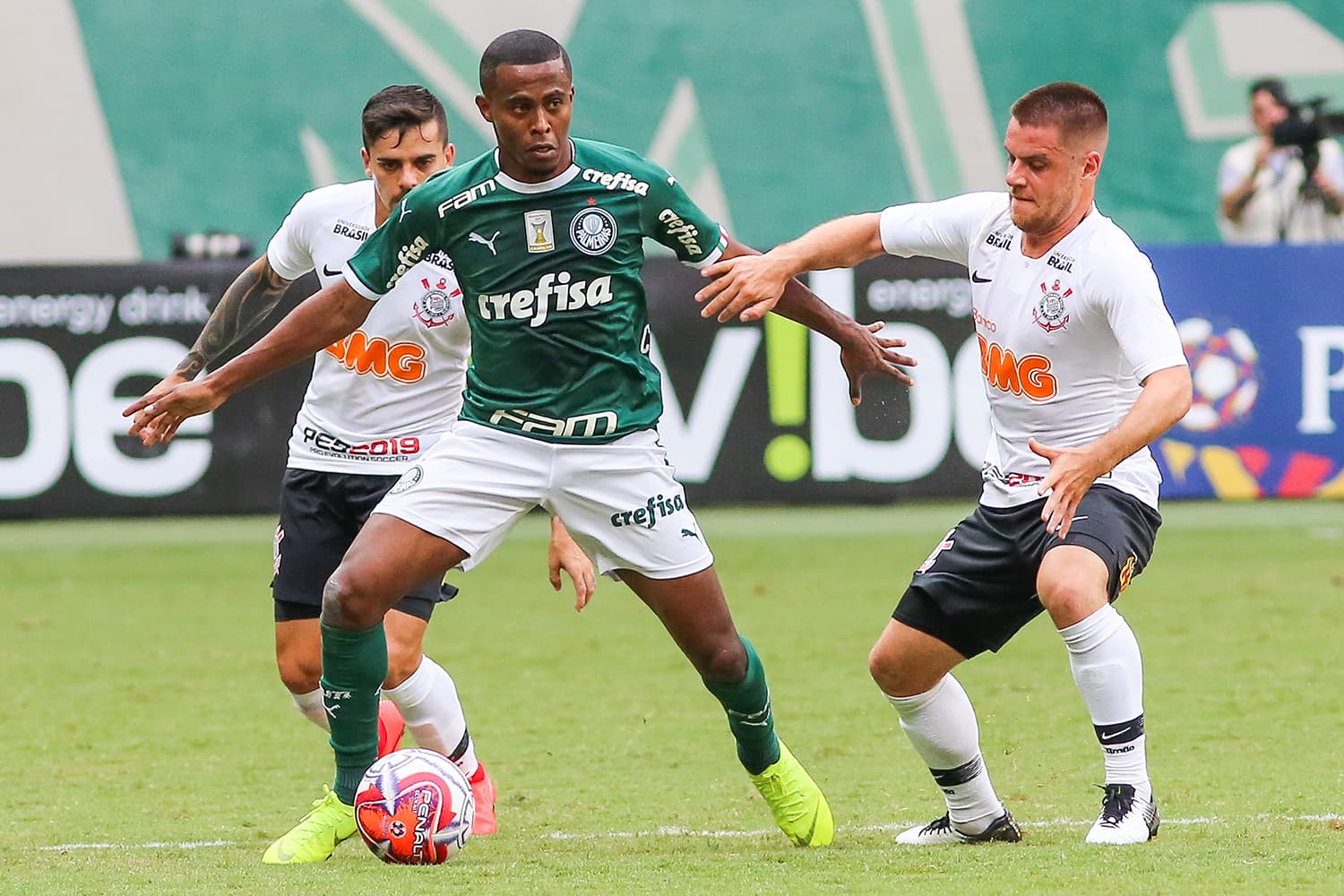 Palmeira durante partida contra o Corinthians realizada