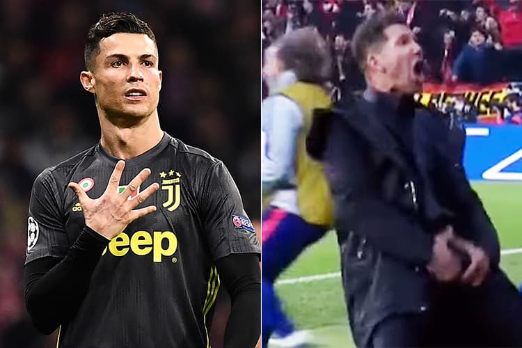 Os gestos polêmicos do atacante Cristiano Ronaldo, da Juventus, e do técnico Diego Simeone, do Atlético de Madri