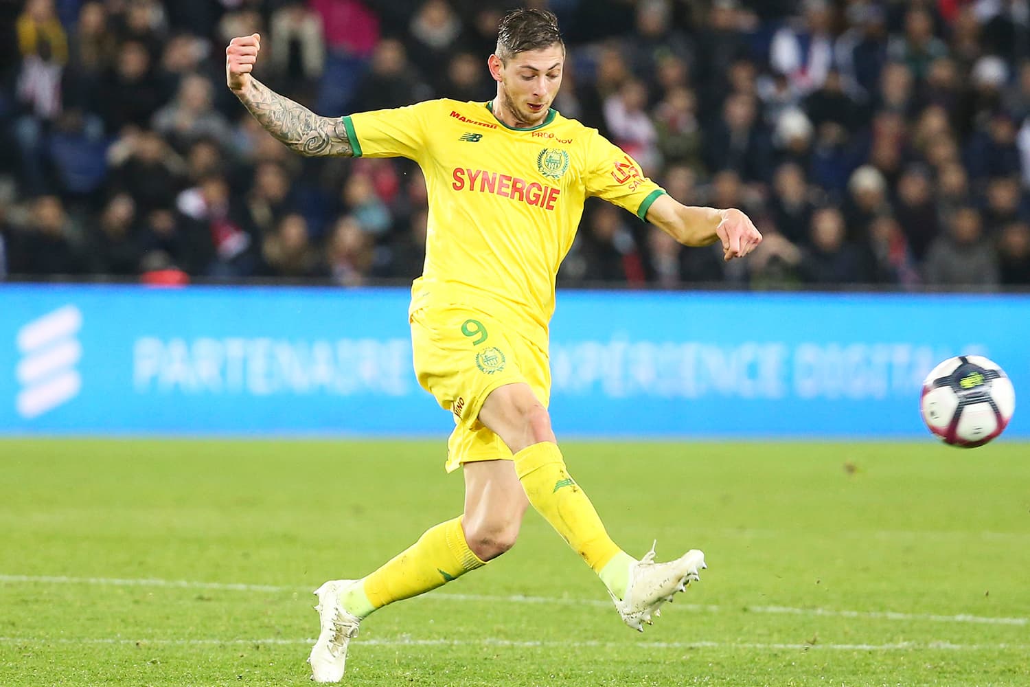 Emiliano Sala, jogador do Nantes, durante partida contra o Paris Saint-Germain, válida pelo Campeonato Francês – 22/12/2018