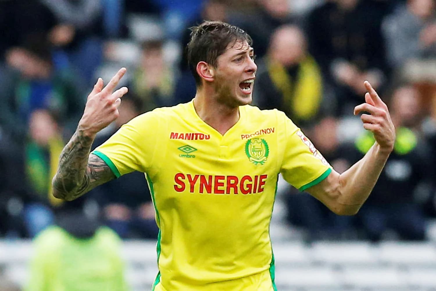 Emiliano Sala, jogador do Nantes, durante partida contra o Nice, válida pelo Campeonato Francês – 18/03/2017