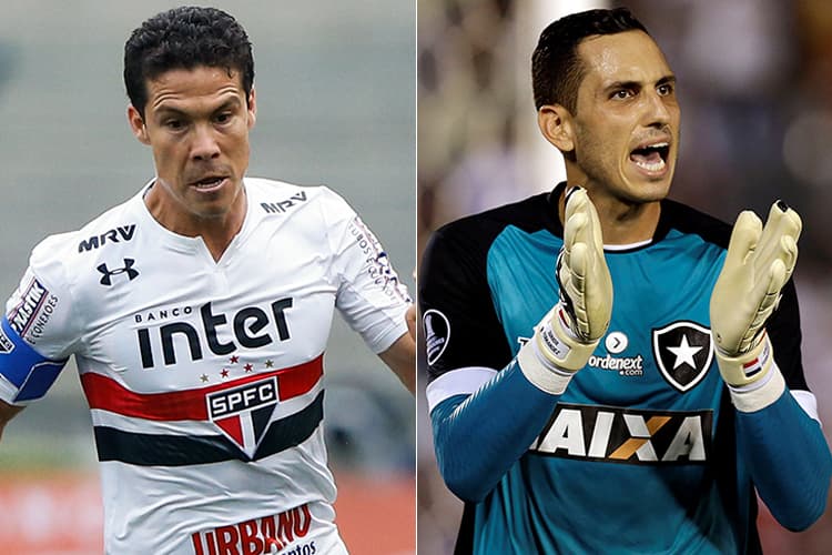 Hernanes, jogador do São Paulo e Gatito Fernández, goleiro do Botafogo