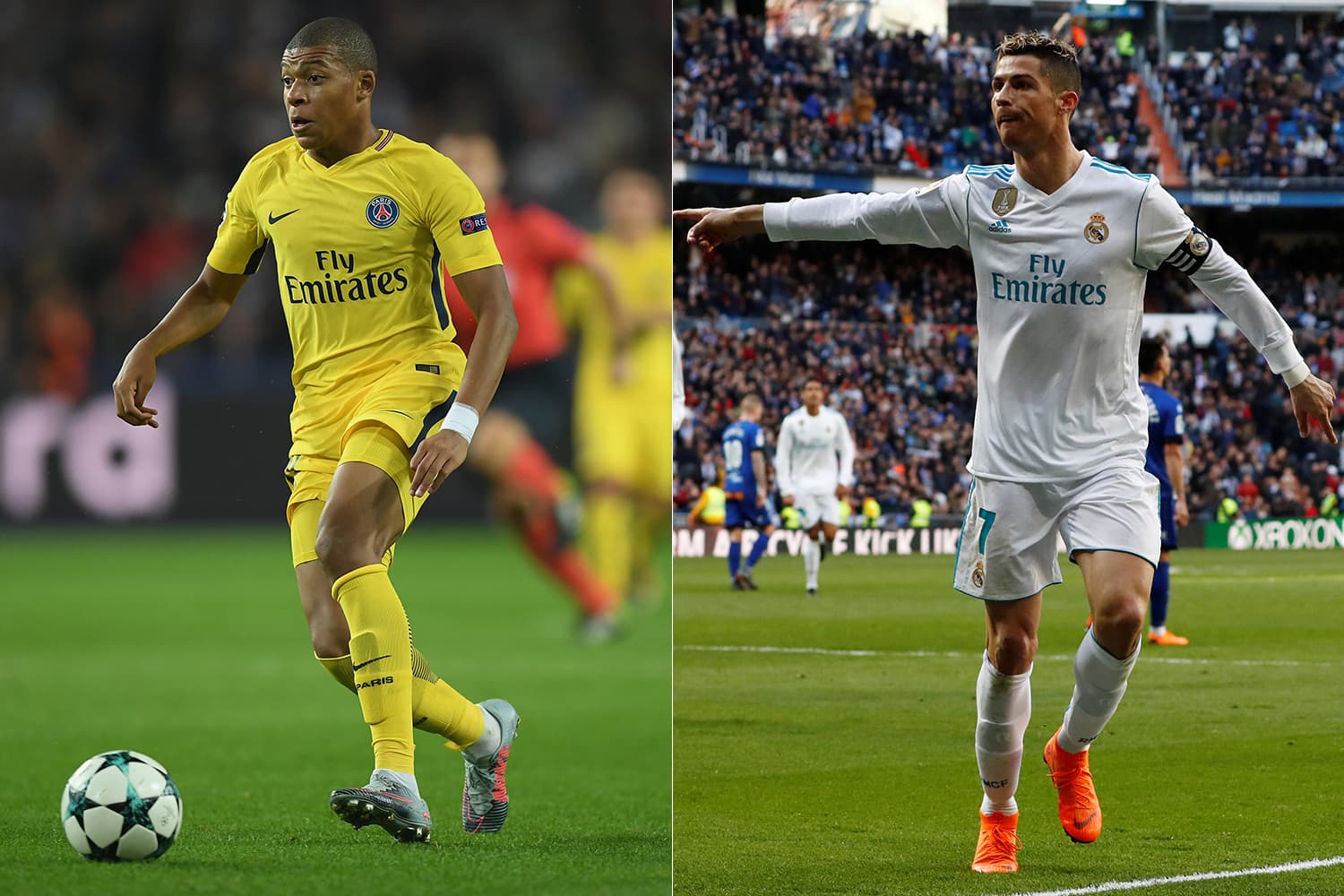 Os jogadores do PSG e Real Madrid, Kylian Mbappé e Cristiano Ronaldo