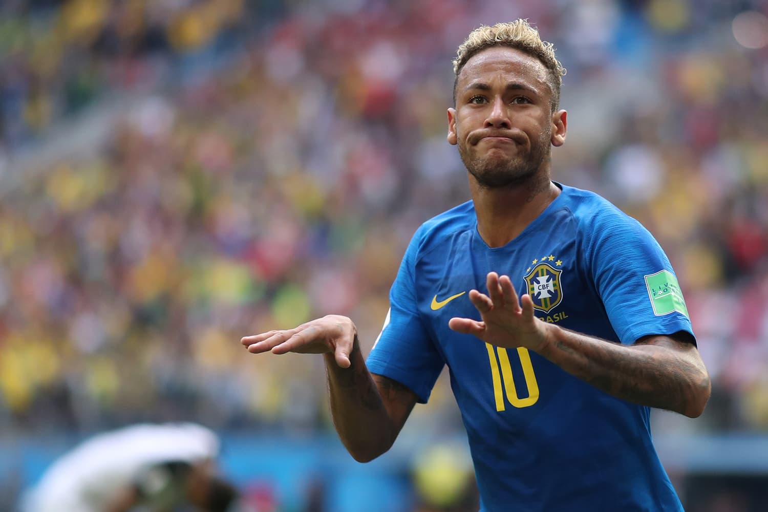 Neymar Jr. reage durante partida contra a Costa Rica – 22/06/2018