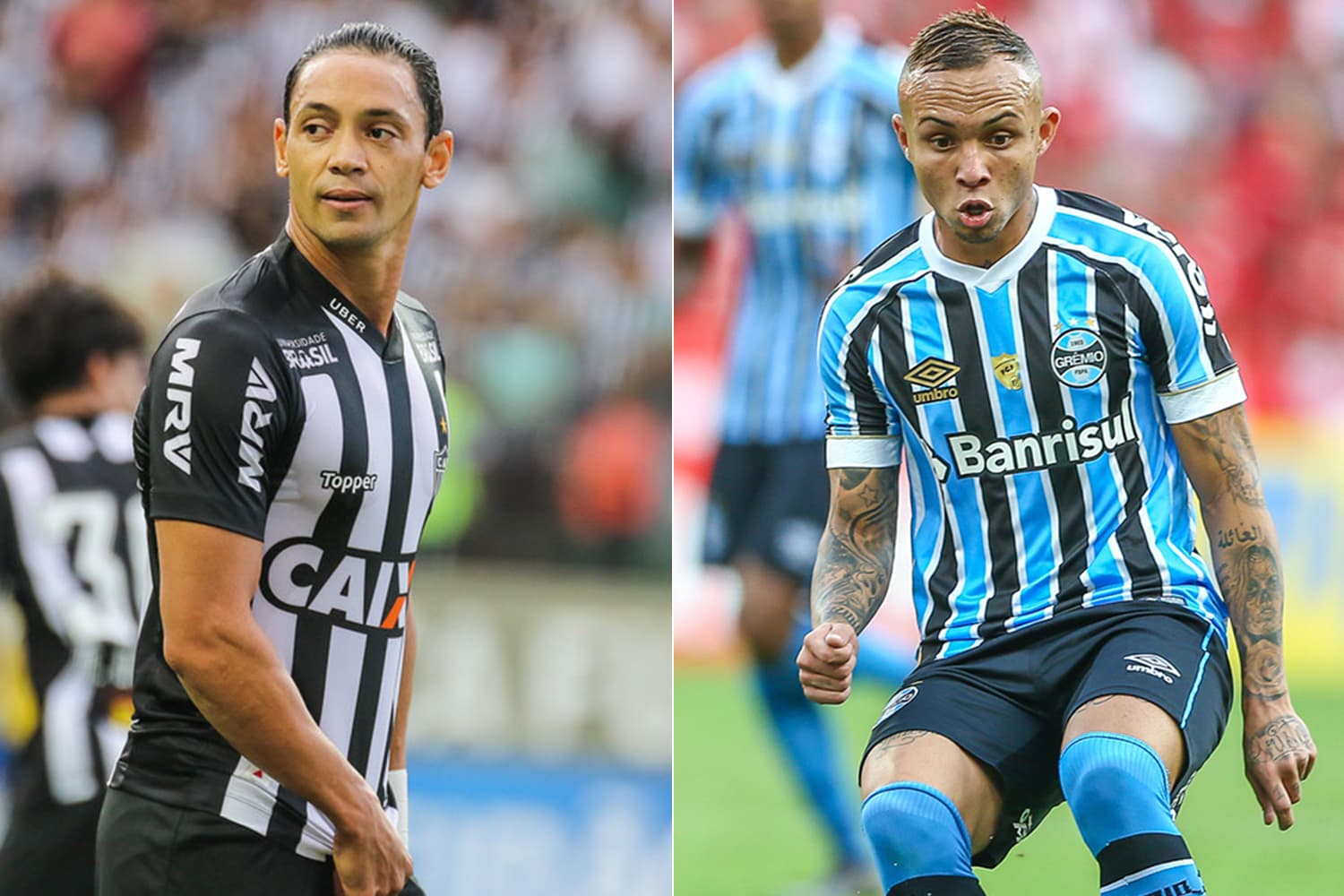 Ricardo Oliveira e Everton, jogadores do Atlético-MG e do Grêmio