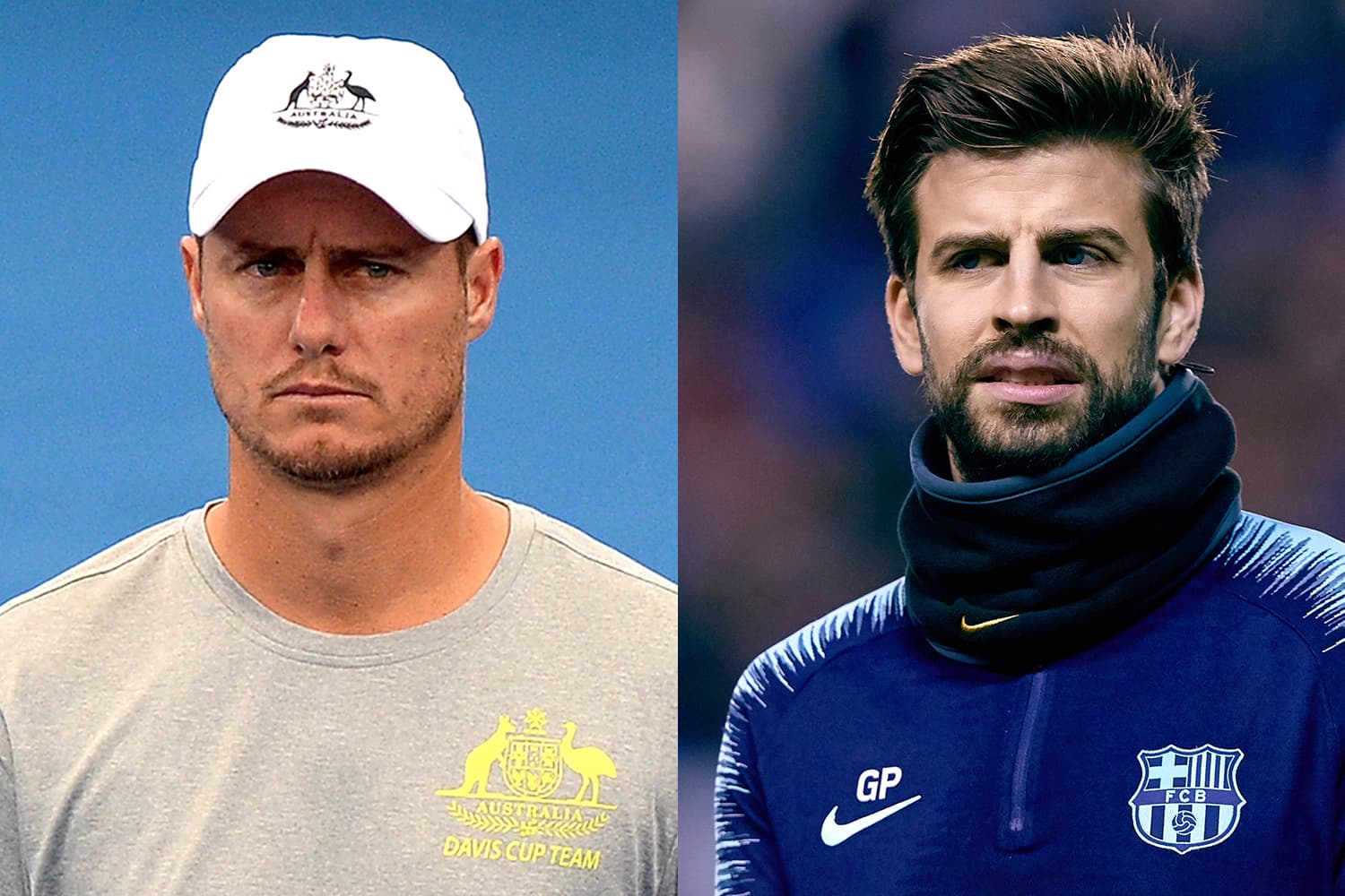O ex-tenista Lleyton Hewitt e o zagueiro espanhol Gerard Piqué