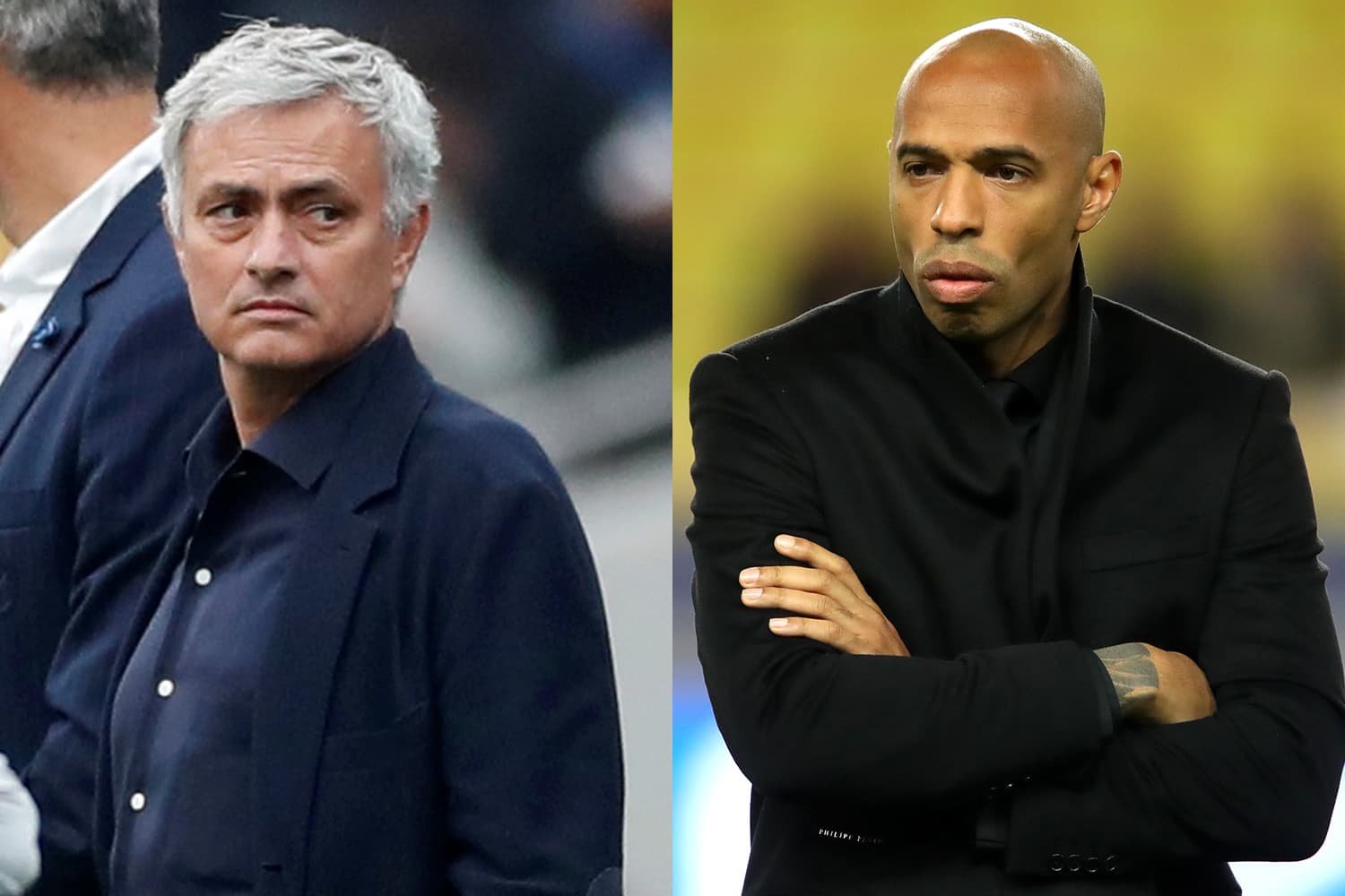 Os técnicos José Mourinho e Thierry Henry